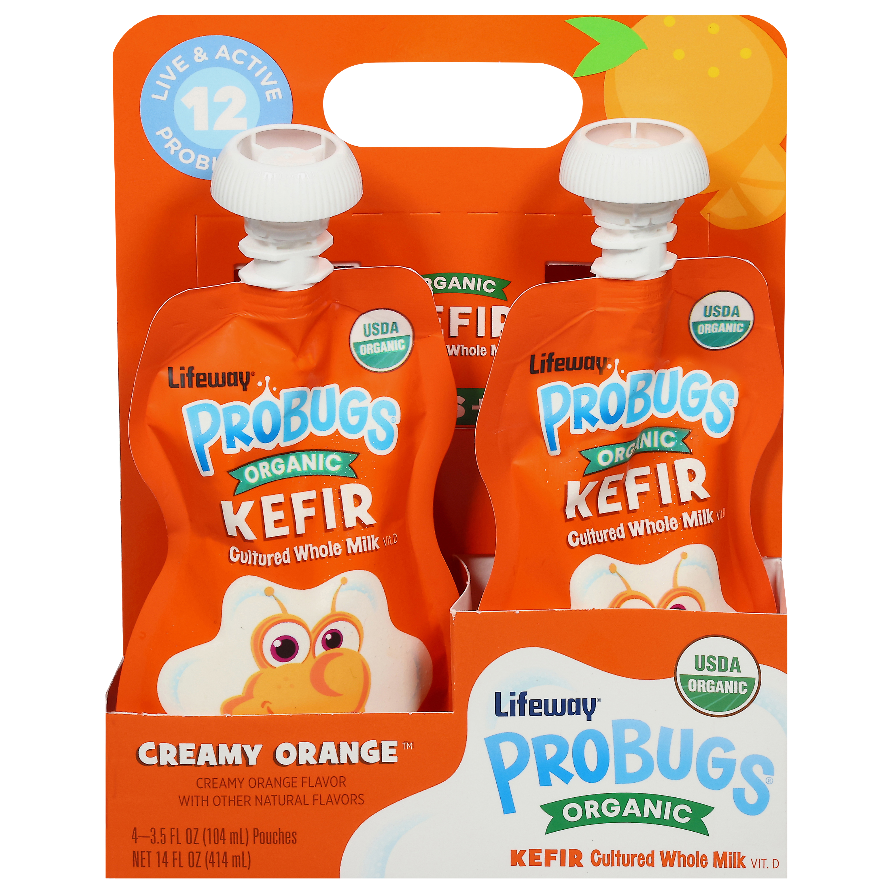 Lifeway Probugs Organic Kefir Cultured Whole Creamy Orange Milk