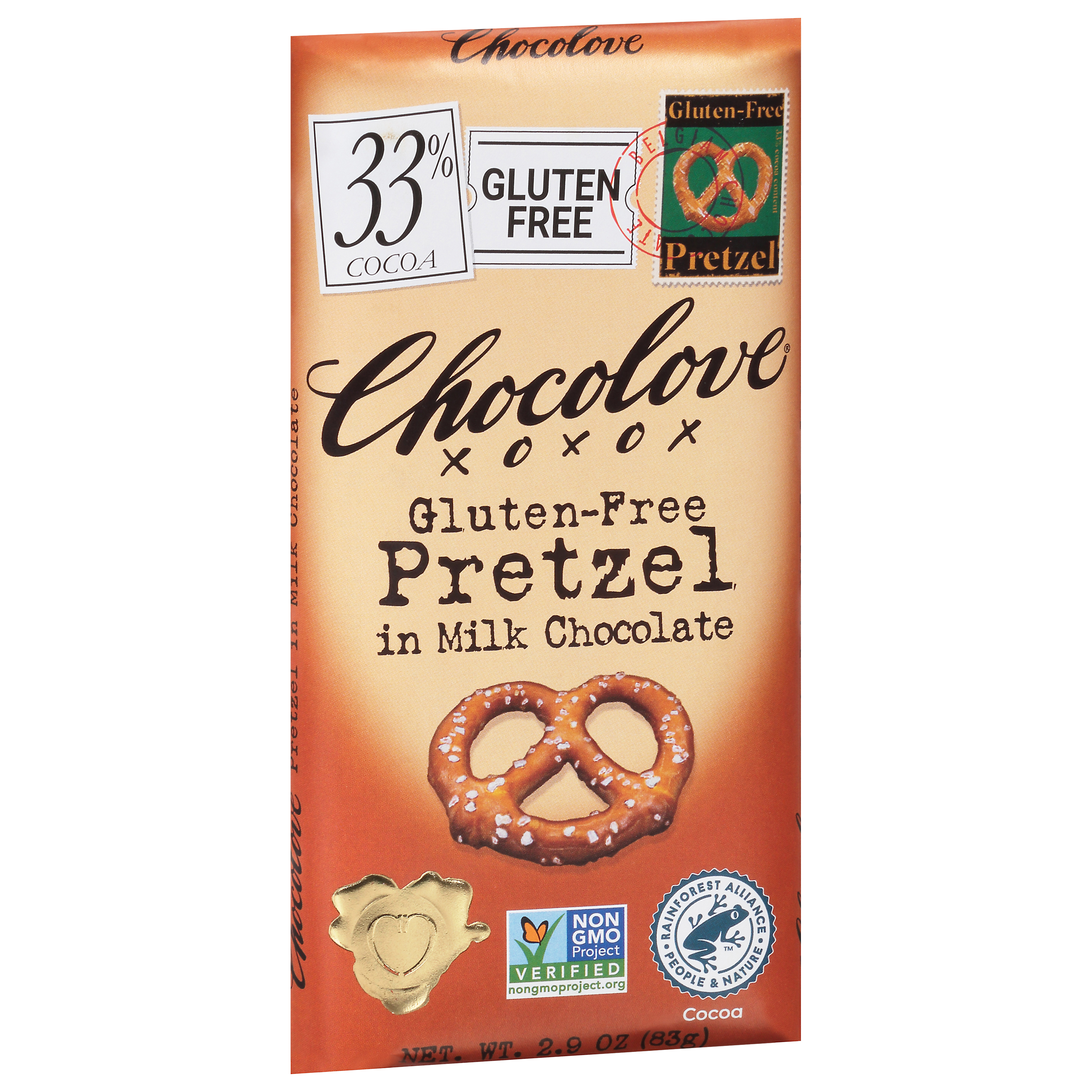Chocolove 33% Cocoa Gluten-Free Pretzel in Milk Chocolate