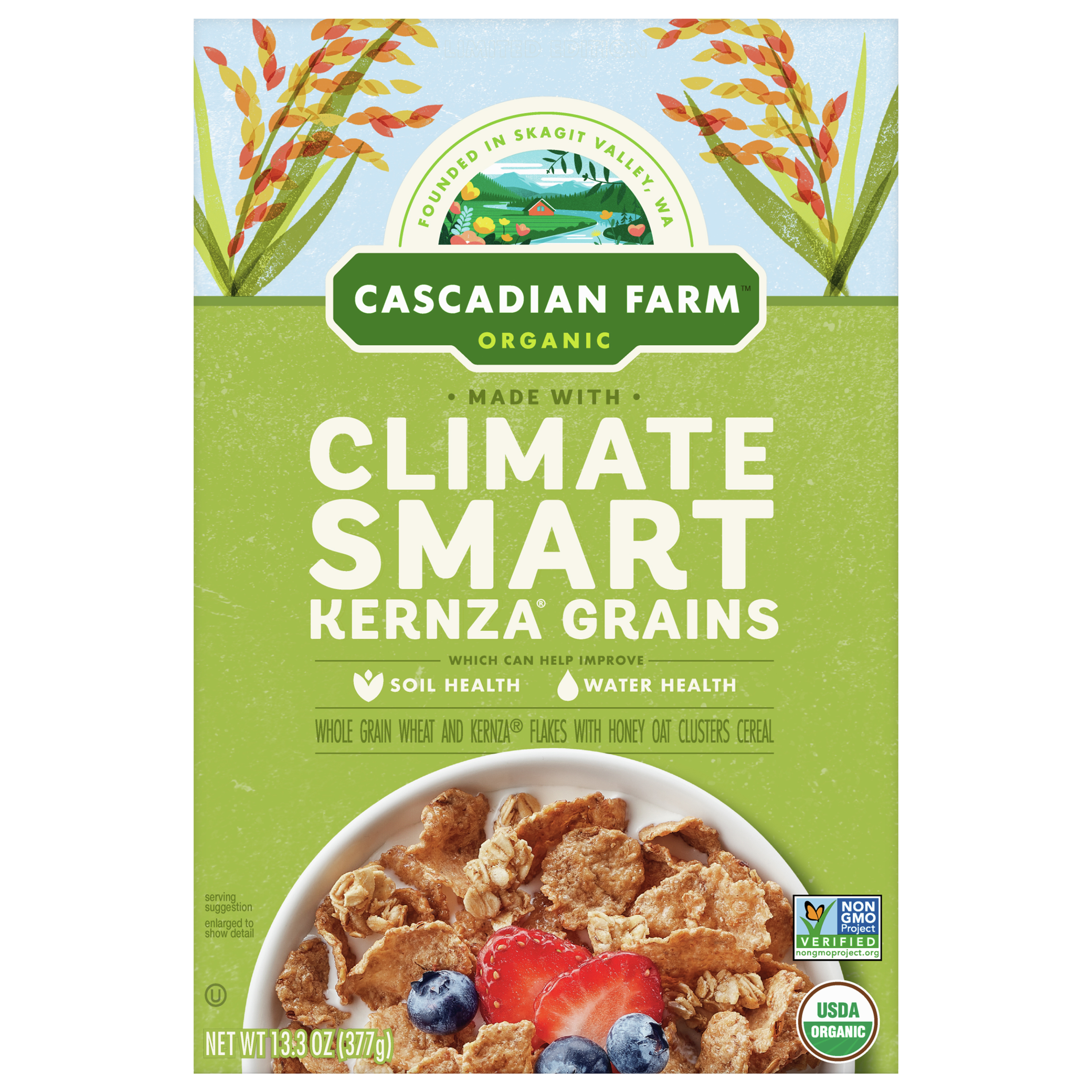 Cascadian Farm Organic Flake Cereal Made With Climate Smart Kernza Grains