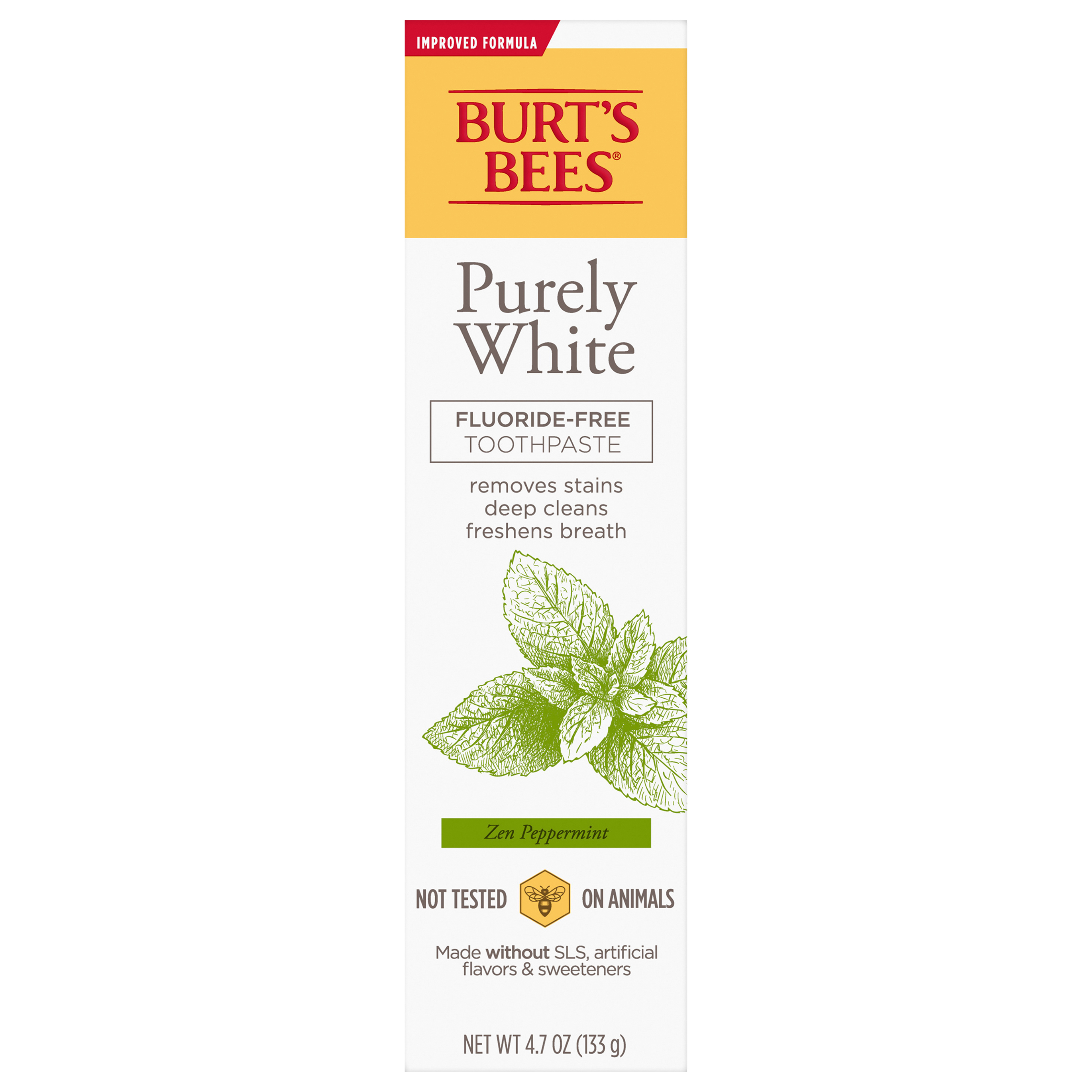 Burt’s Bees Toothpaste, Natural Flavor, Fluoride-Free, Purely White, Zen Peppermint,