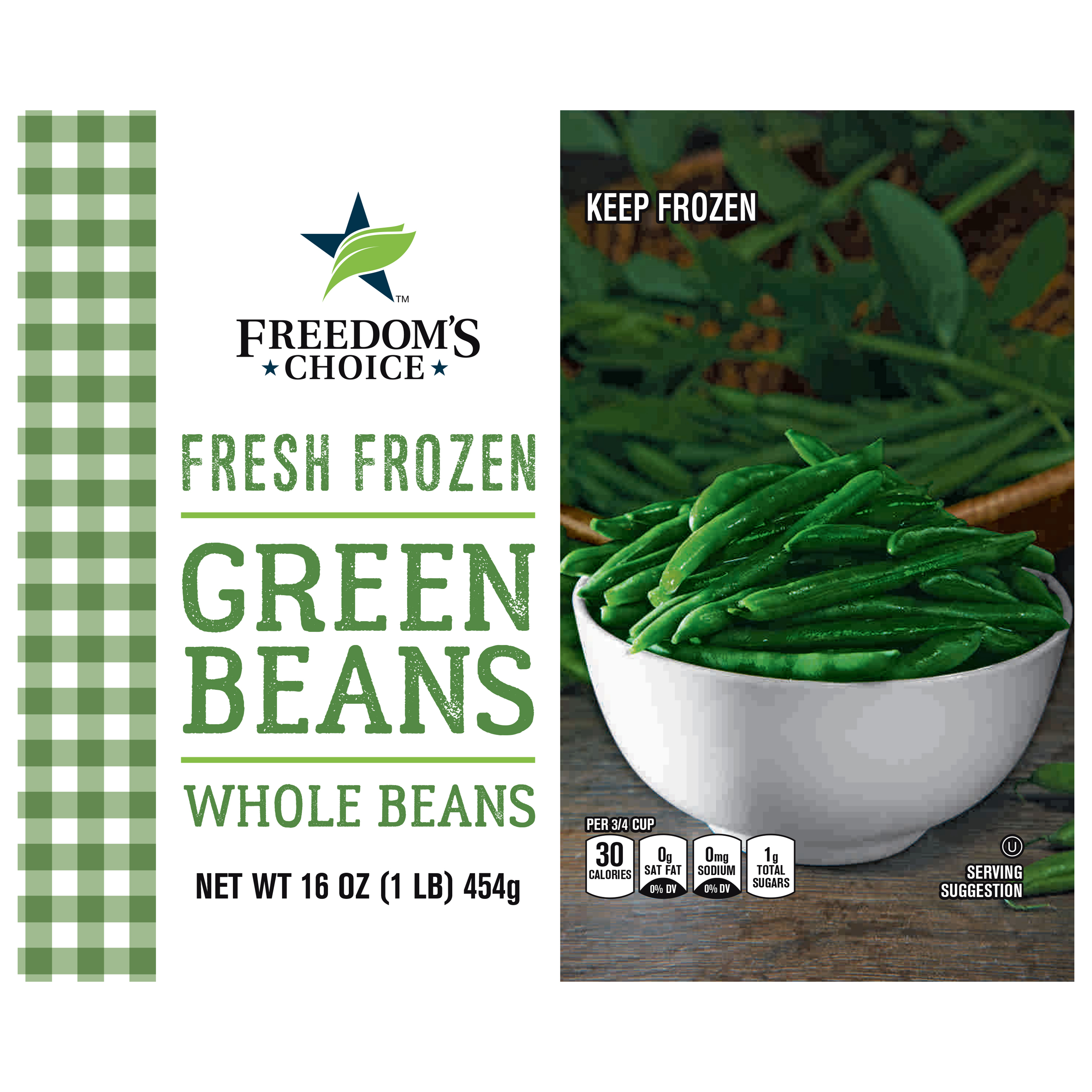 Freedom's Choice Fresh Frozen Whole Green Beans 16 oz