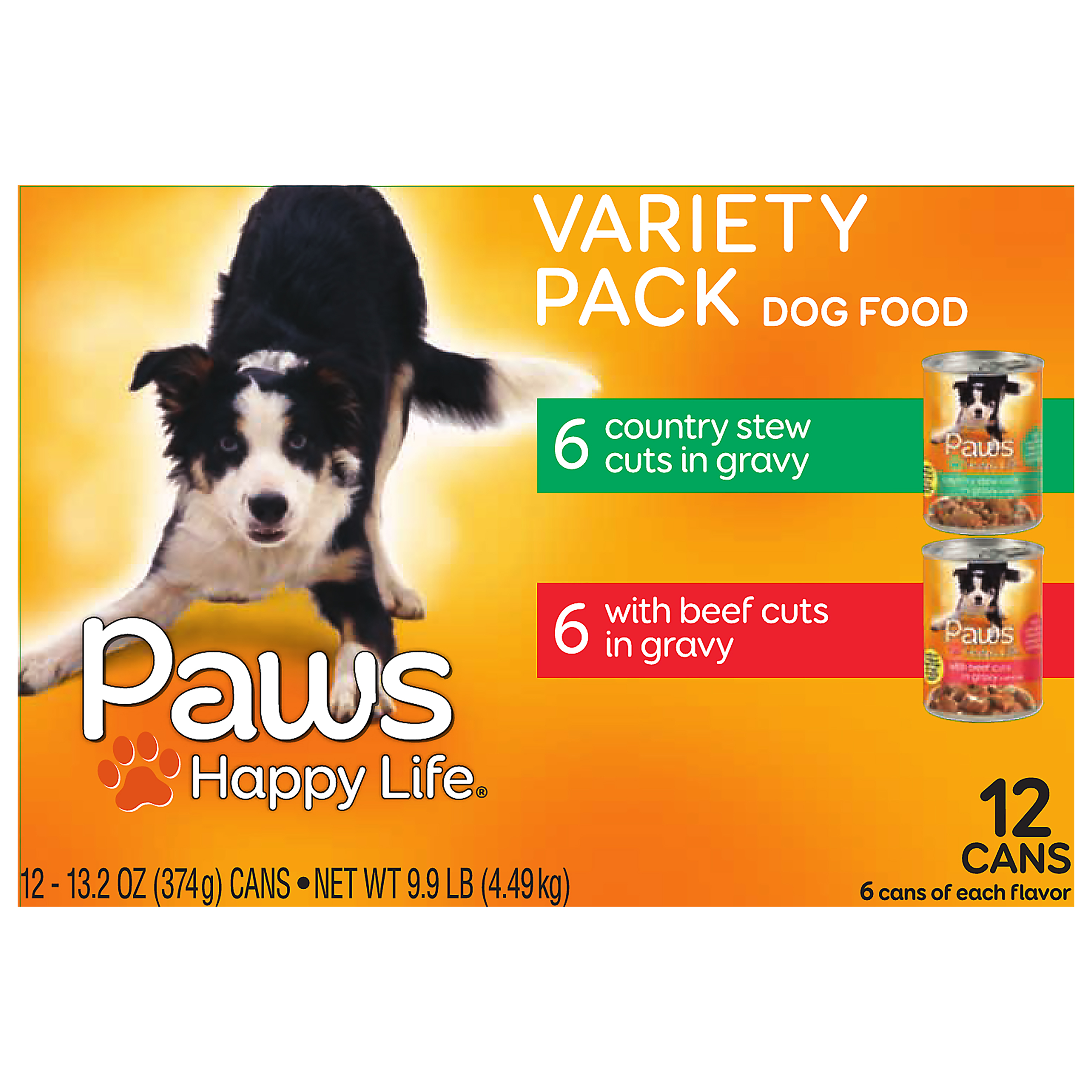 Paws Happy Life Variety Pack Dog Food 12 13.2 oz 12 ea Box