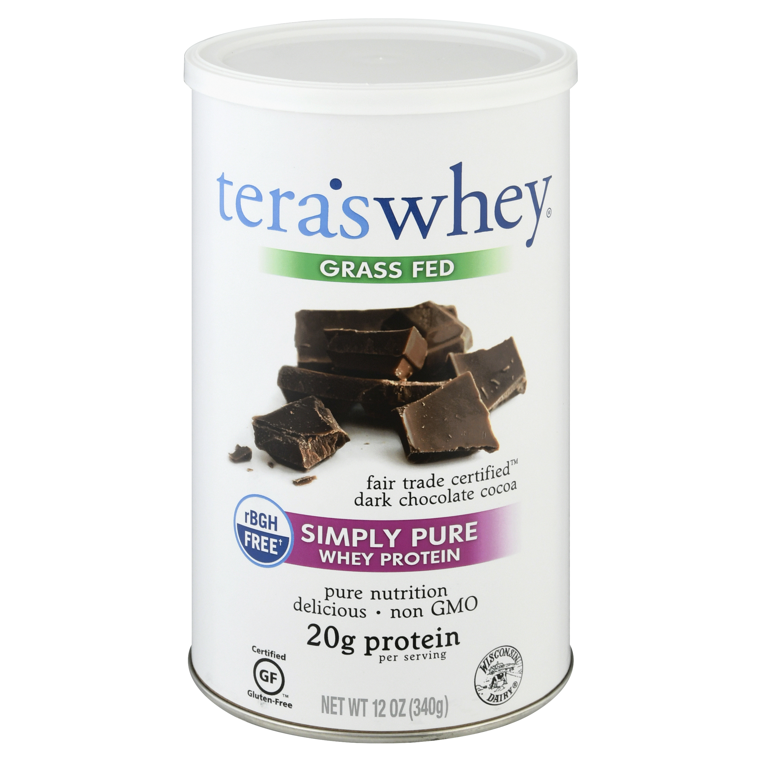 Tera's Whey Simply Pure Grass Fed Dark Chocolate Cocoa Whey Protein