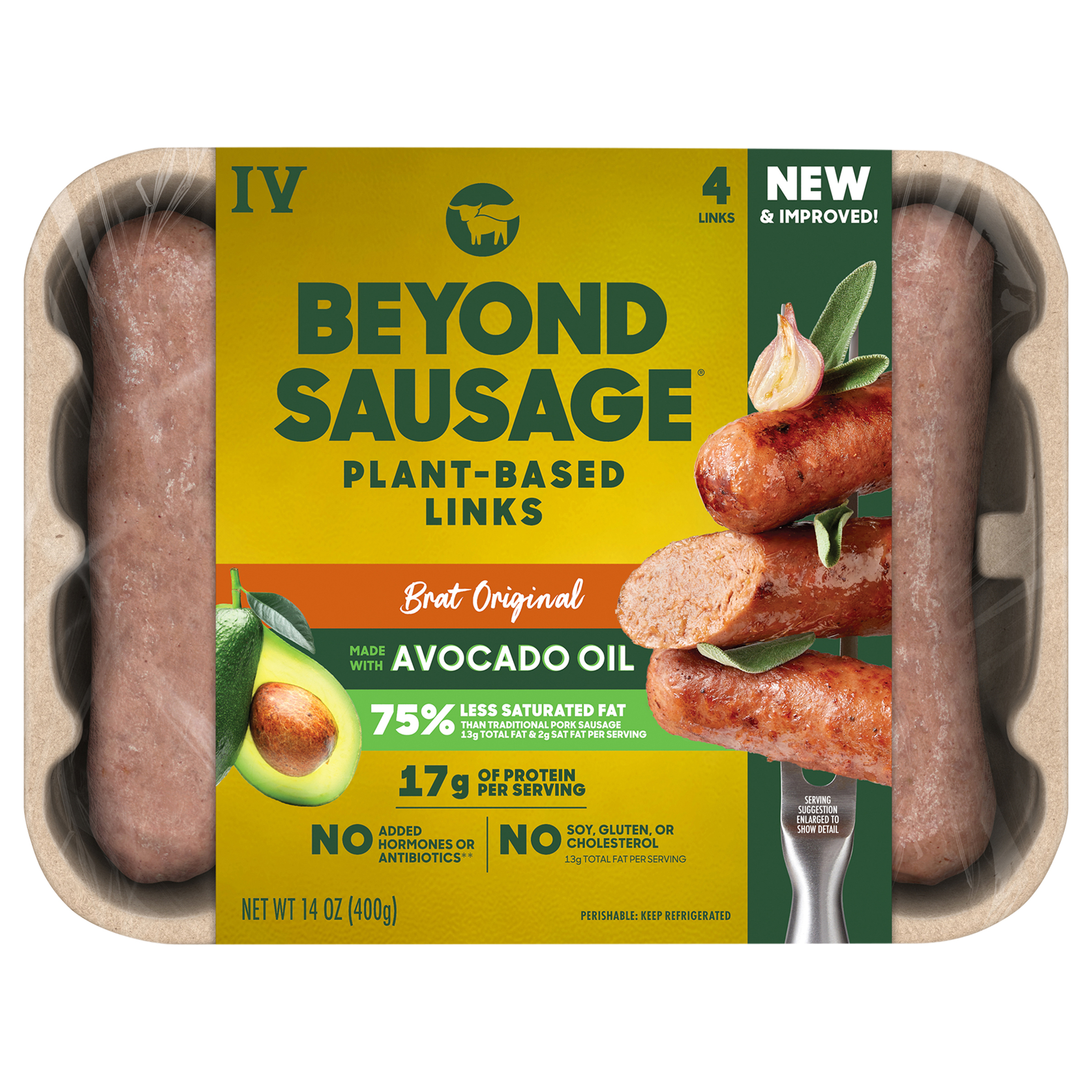 Beyond Meat Beyond Sausage Plant-Based Dinner Sausage Links, Brat Original