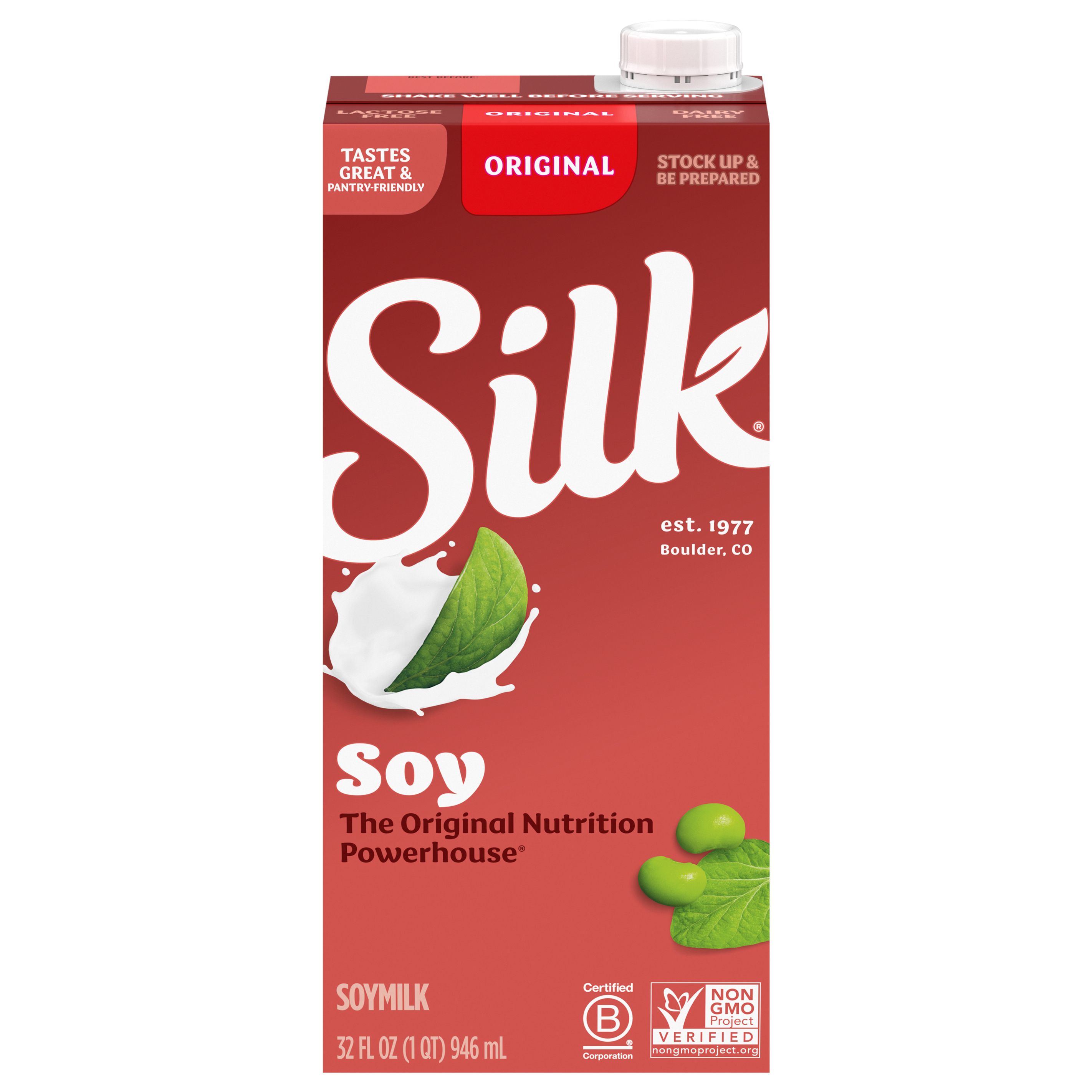 Silk Soy Milk, Original Organic, Shelf Stable, Dairy Free, Lactose Free, 32 FL OZ Quart