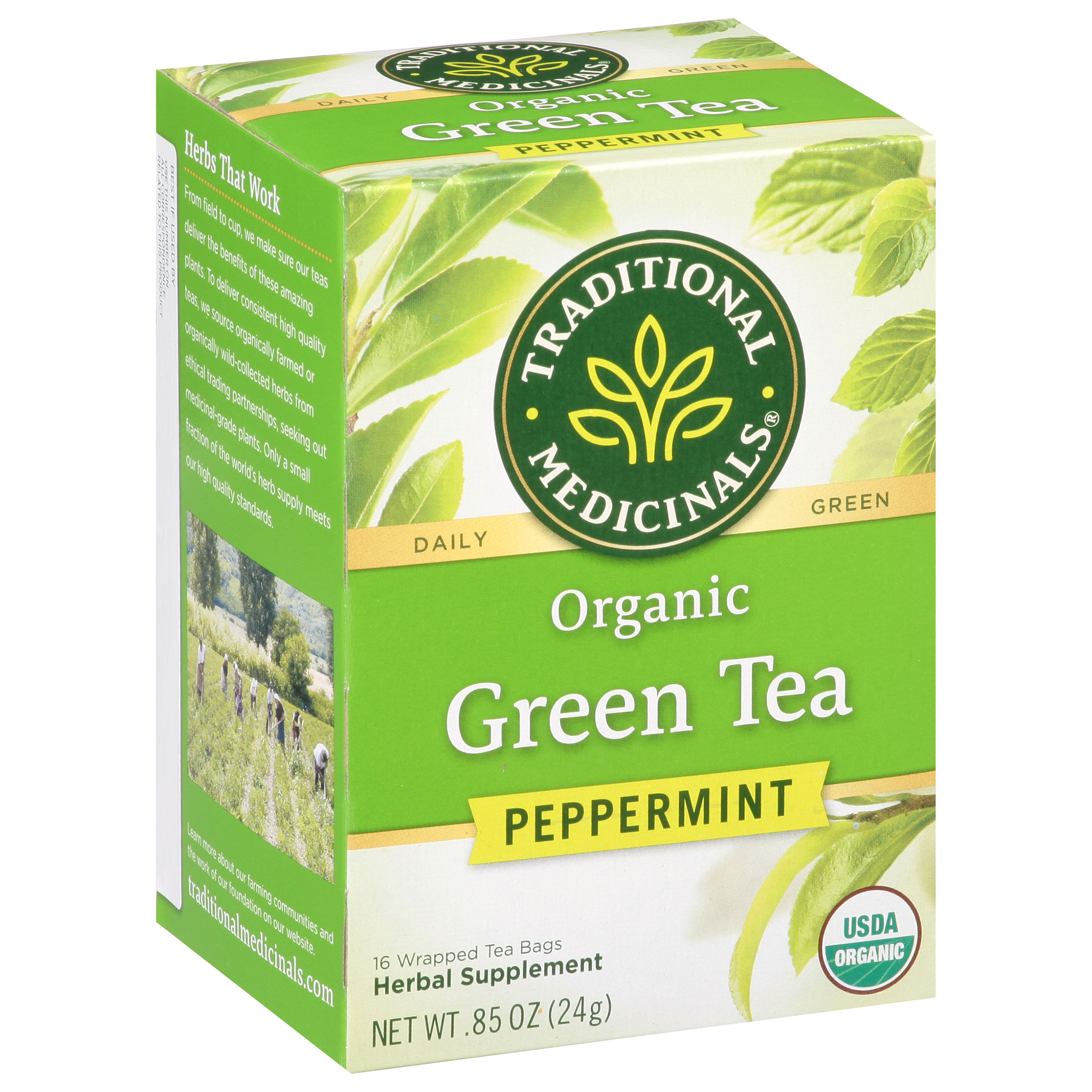 Traditional Medicinals Organic Tea Bags Organic Peppermint Green Tea
