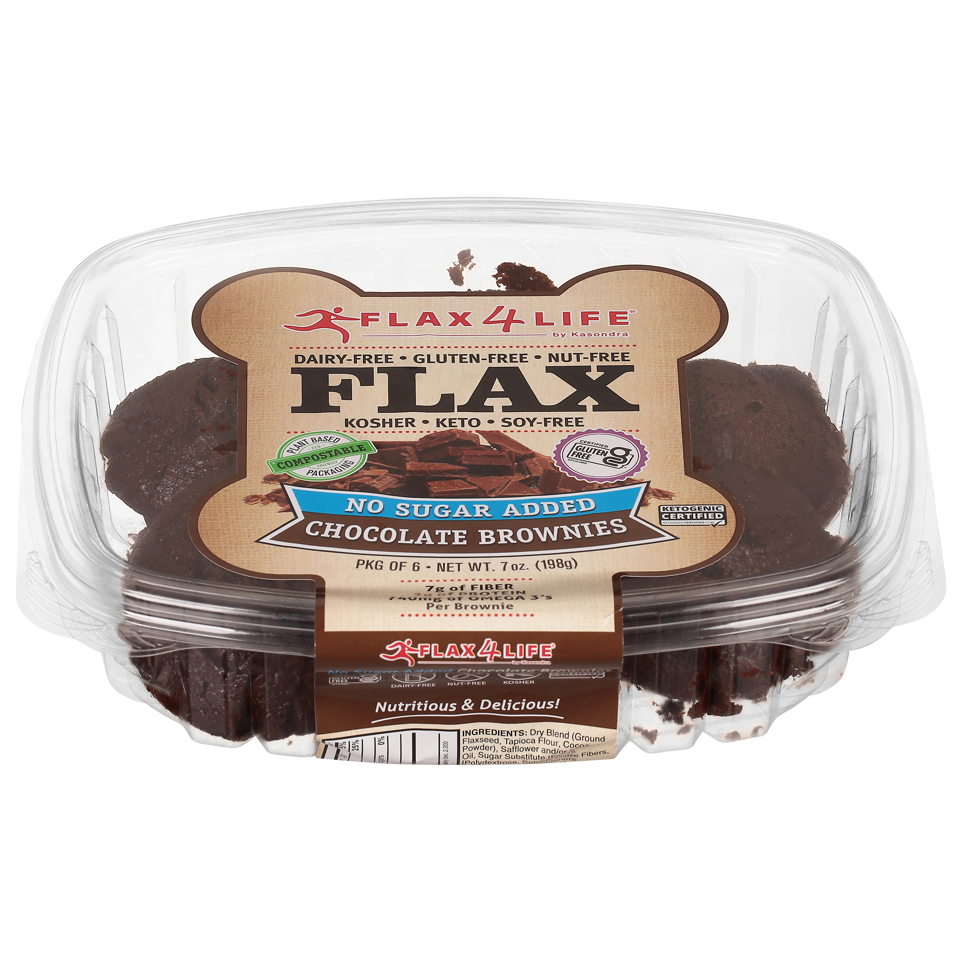 Flax4Life No Sugar Added Flax Chocolate Brownies