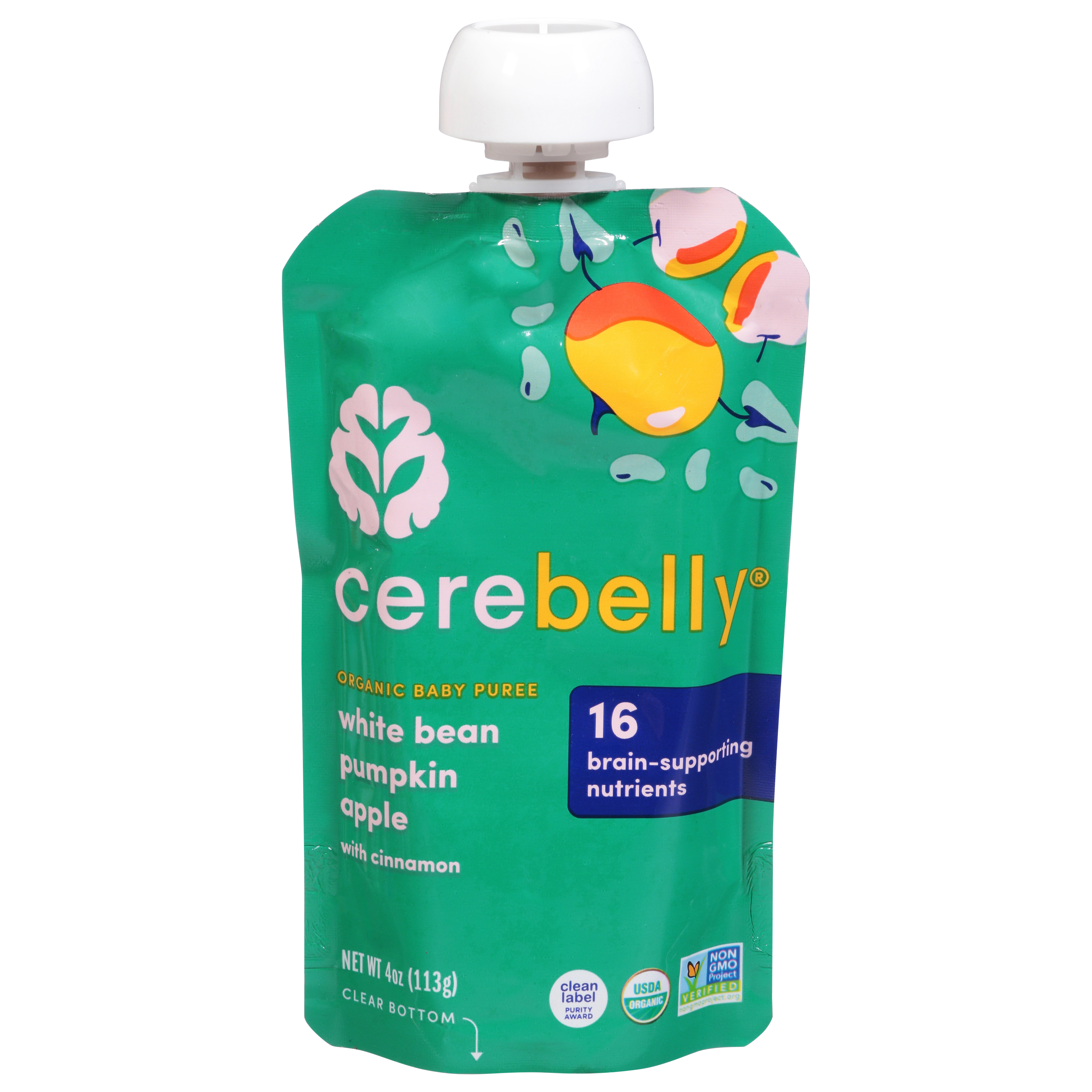 Cerebelly Organic White Bean, Pumpkin, Apple Baby Puree