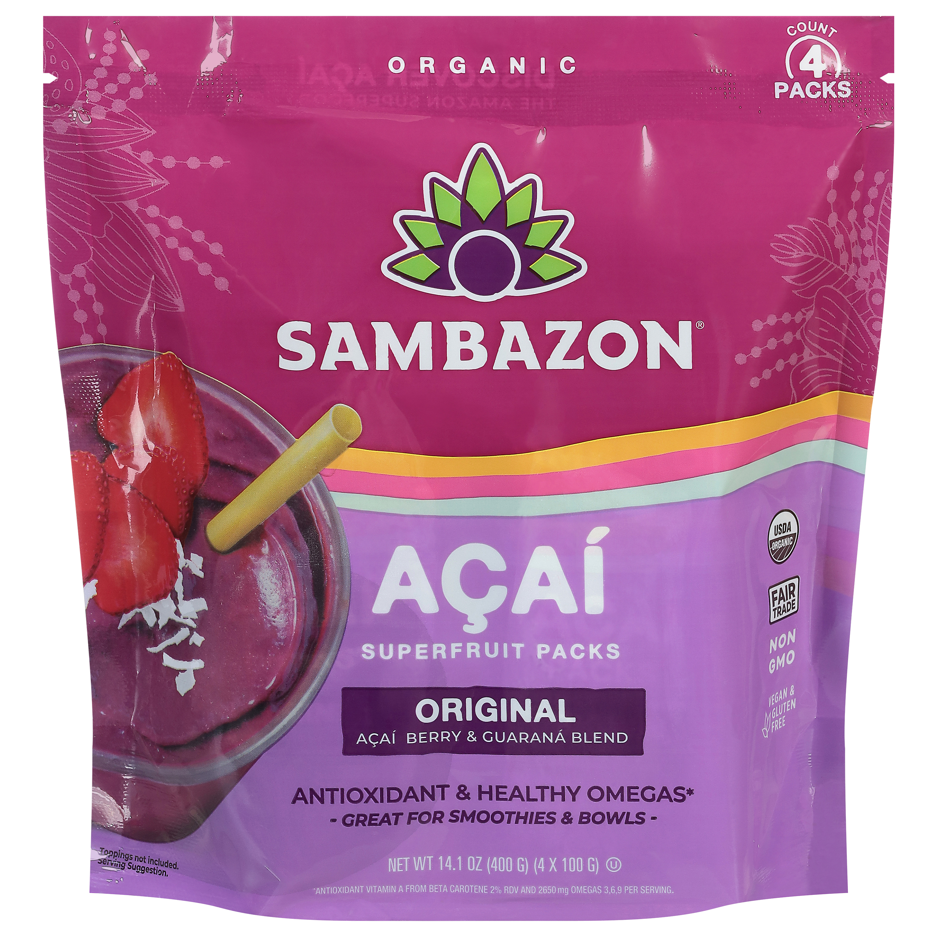Sambazon Original Acai Superfruit 4 - 100 g Packs