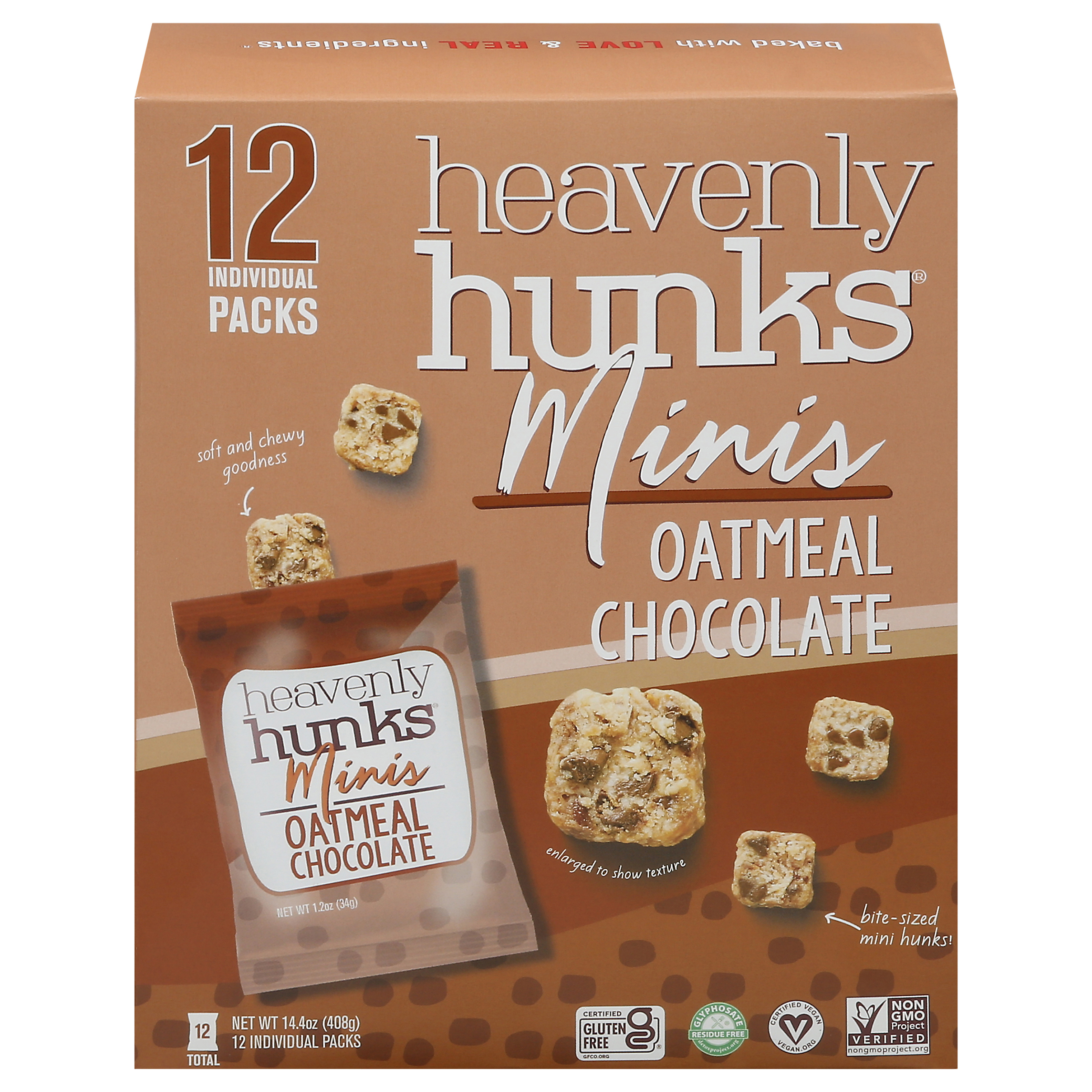 Heavenly Hunks Minis Oatmeal Chocolate 12 packs