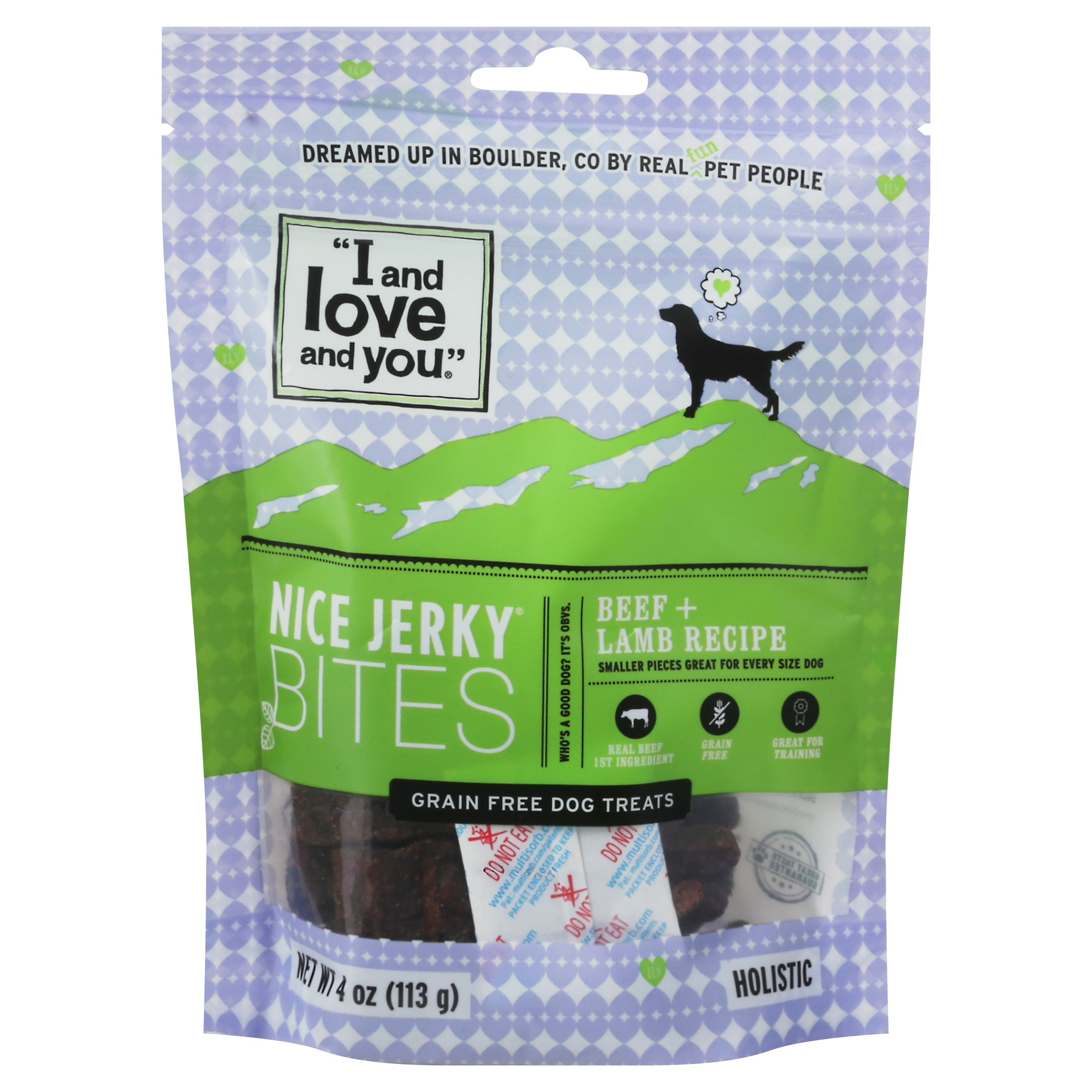 I and Love and You Grain Free Nice Jerky Bites Holistic Beef + Lamb Recipe Dog Treats