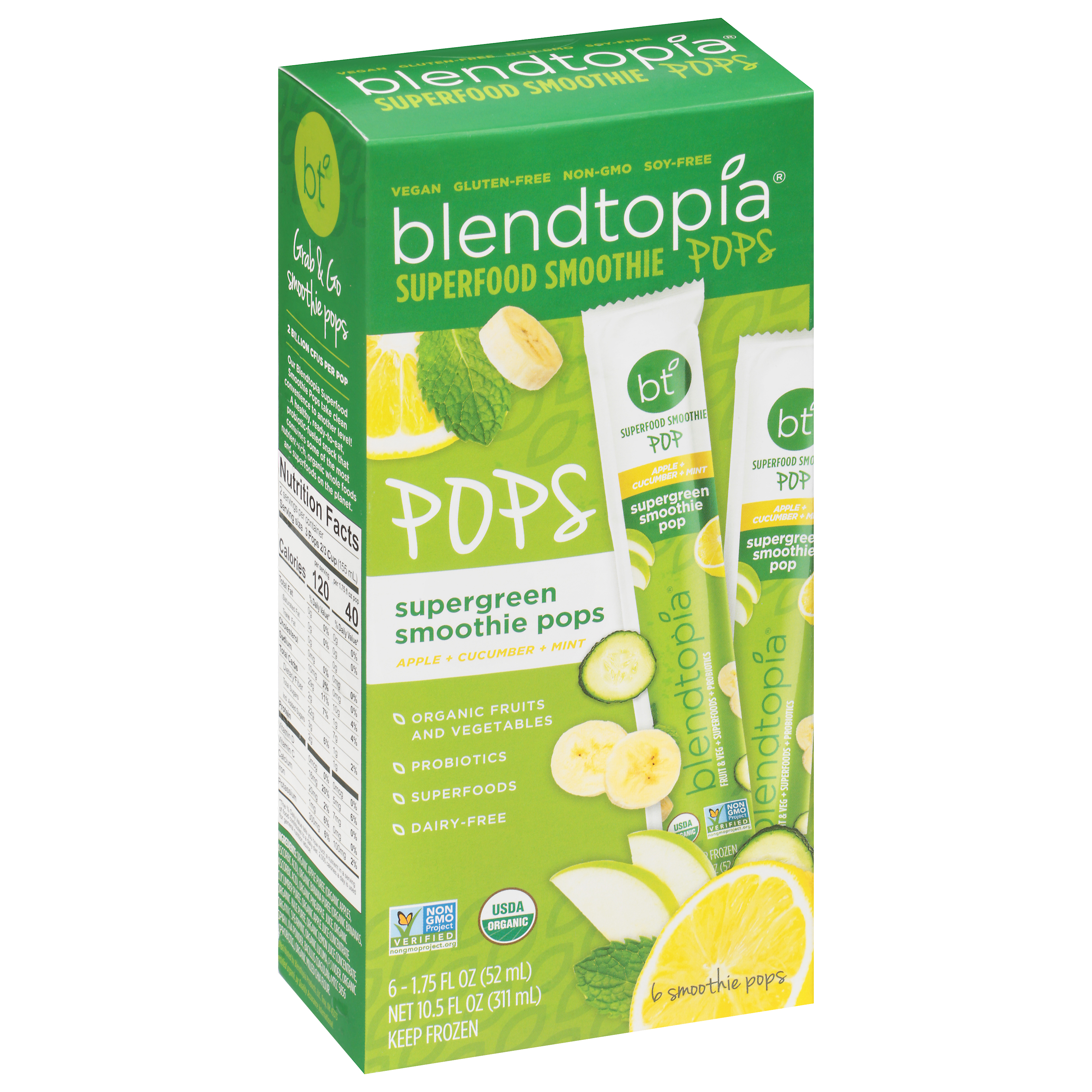 Blendtopia Superfood Supergreen Smoothie Pops 6 - 1.75 fl oz ea