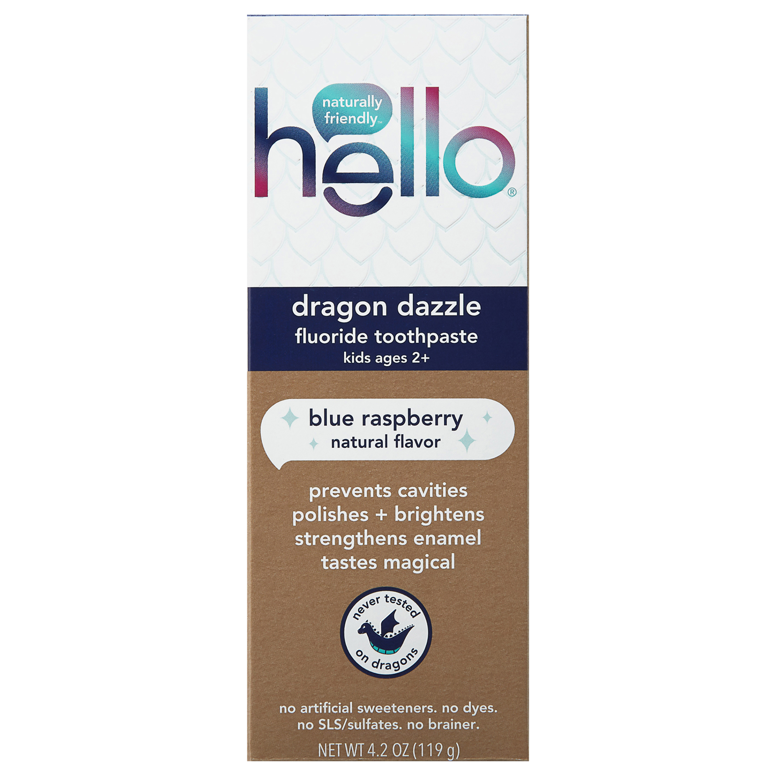 hello Kids Dragon Dazzle Blue Raspberry Fluoride Toothpaste, Vegan & SLS Free