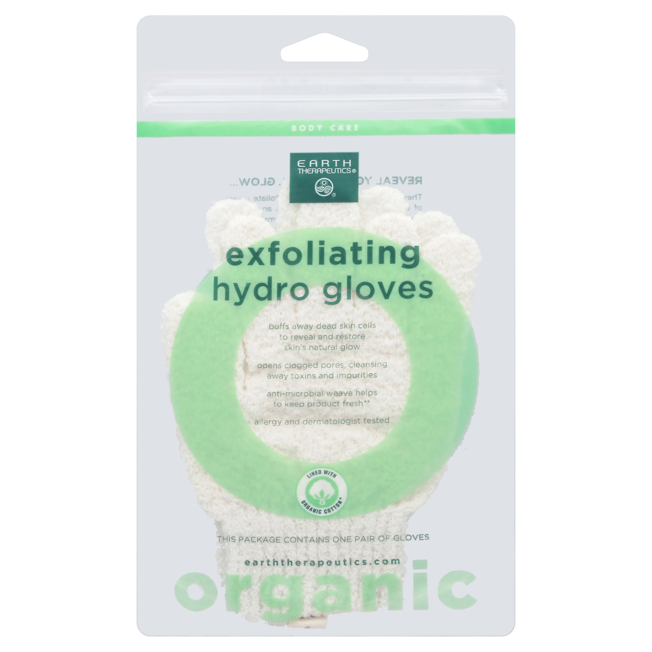 Earth Therapeutics Body Care Exfoliating Organic Hydro Gloves