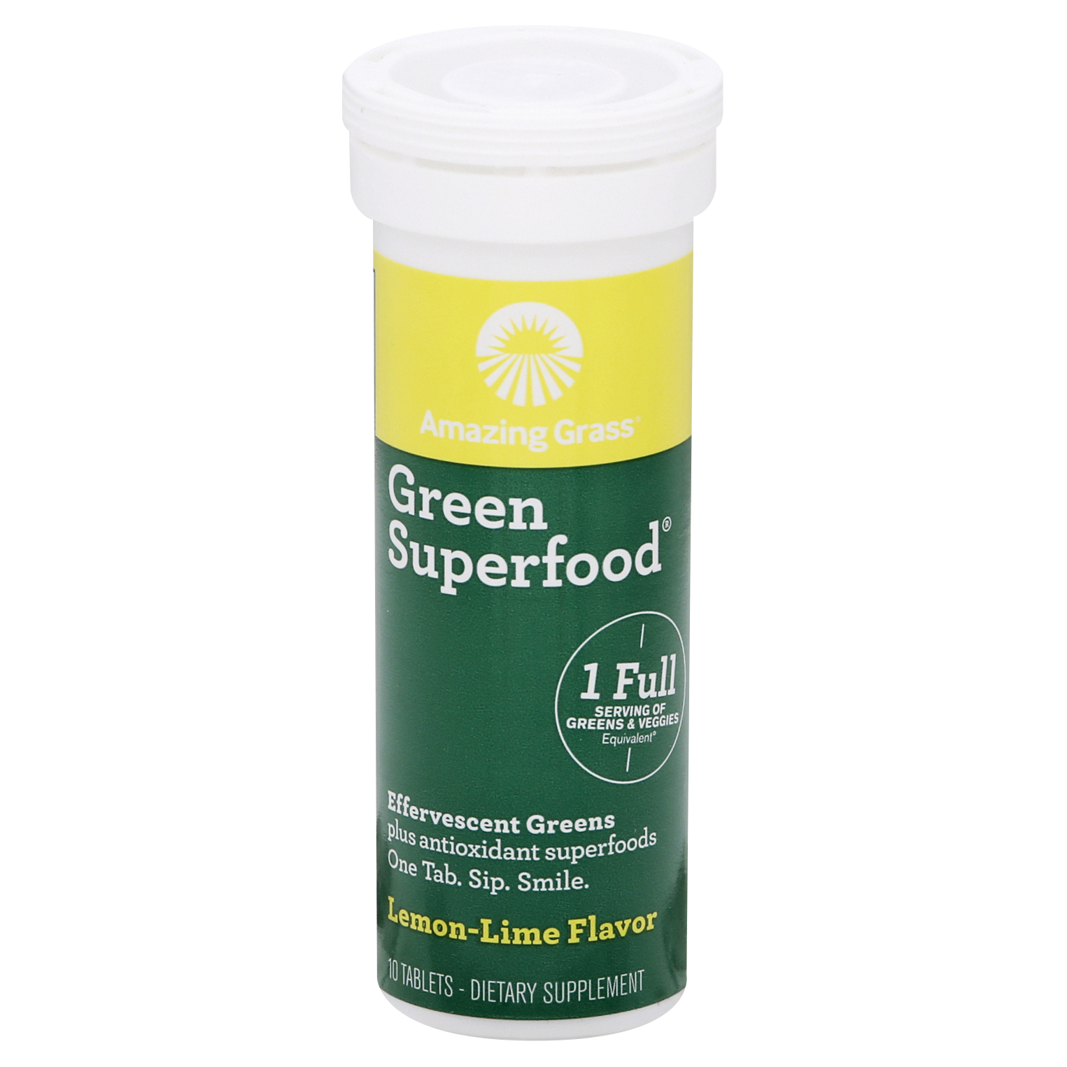 Amazing Grass Tablets Lemon-Lime Flavor Effervescent Greens