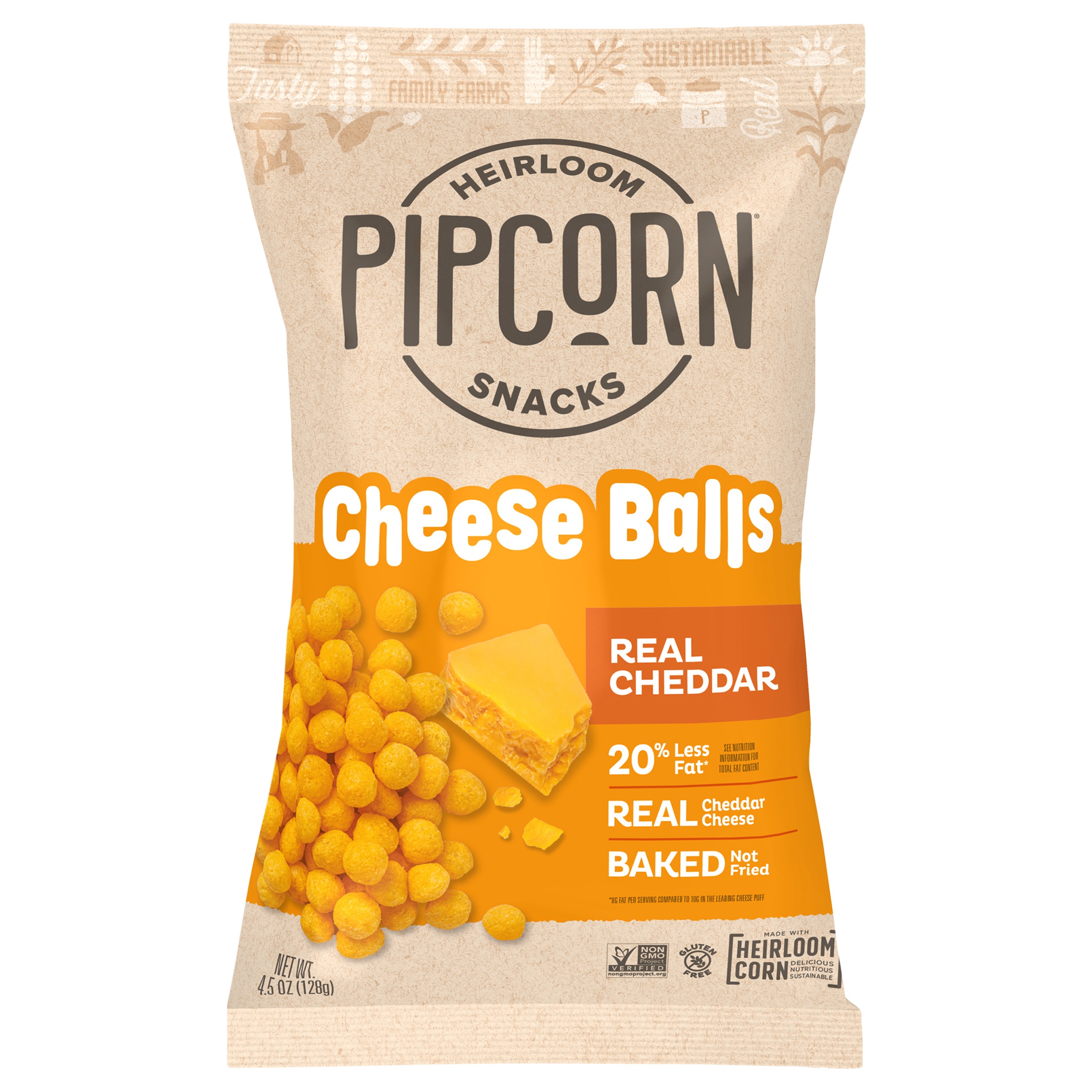 Pipcorn Heirloom Cheddar Cheese Balls