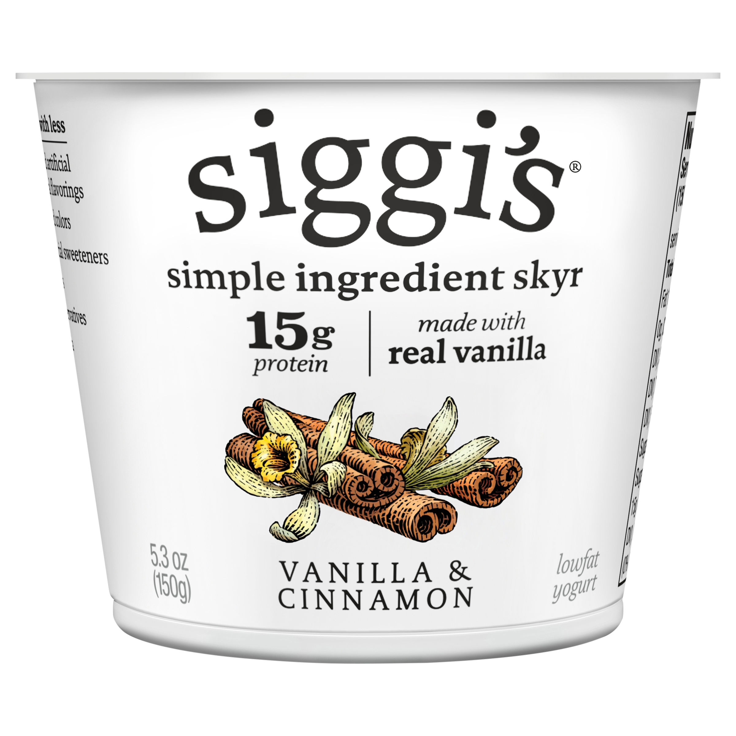 siggi’s Icelandic Skyr Lowfat Yogurt, Vanilla & Cinnamon, 5.3 oz.