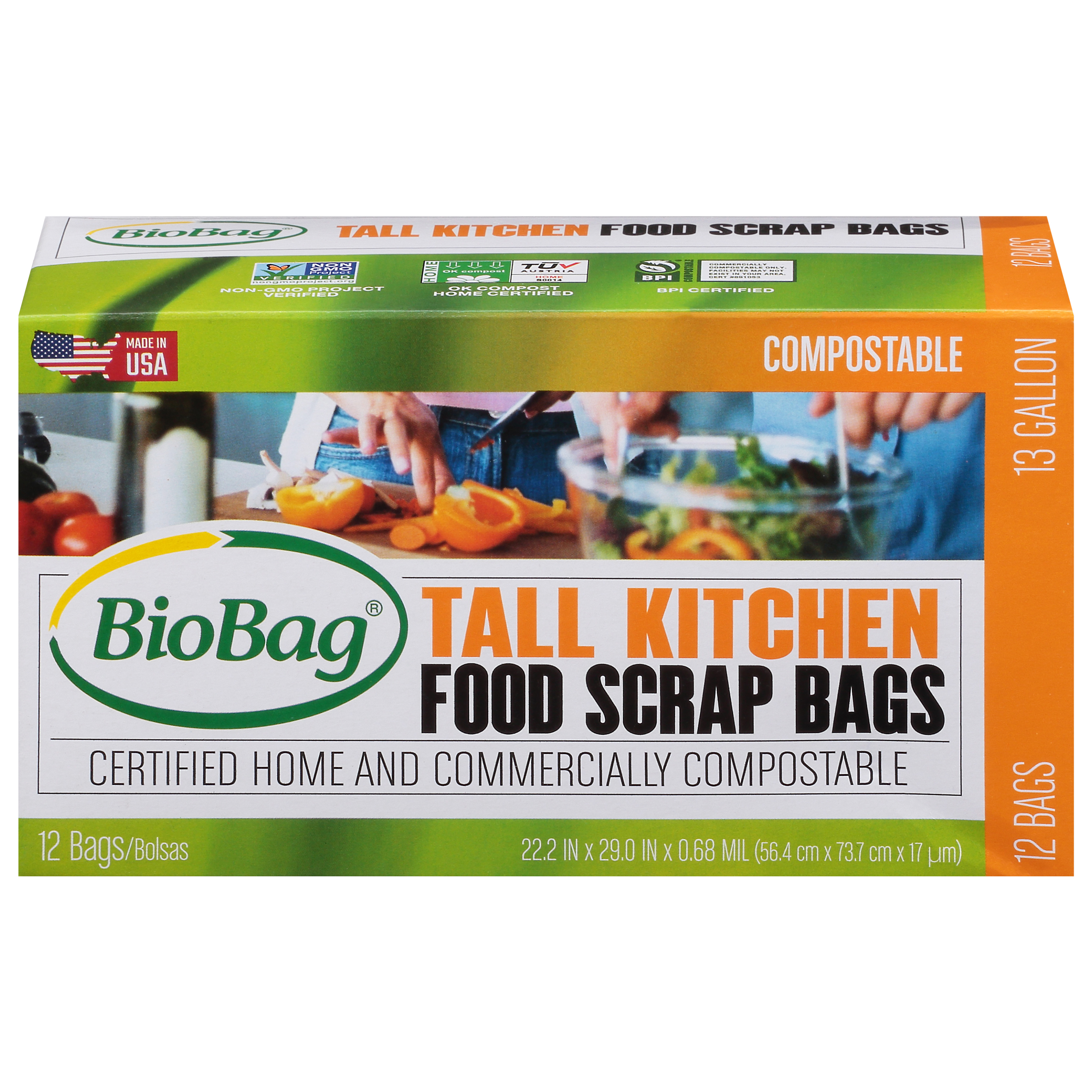BioBag 13 Gallon Tall Kitchen Compostable Food Scrap Bags
