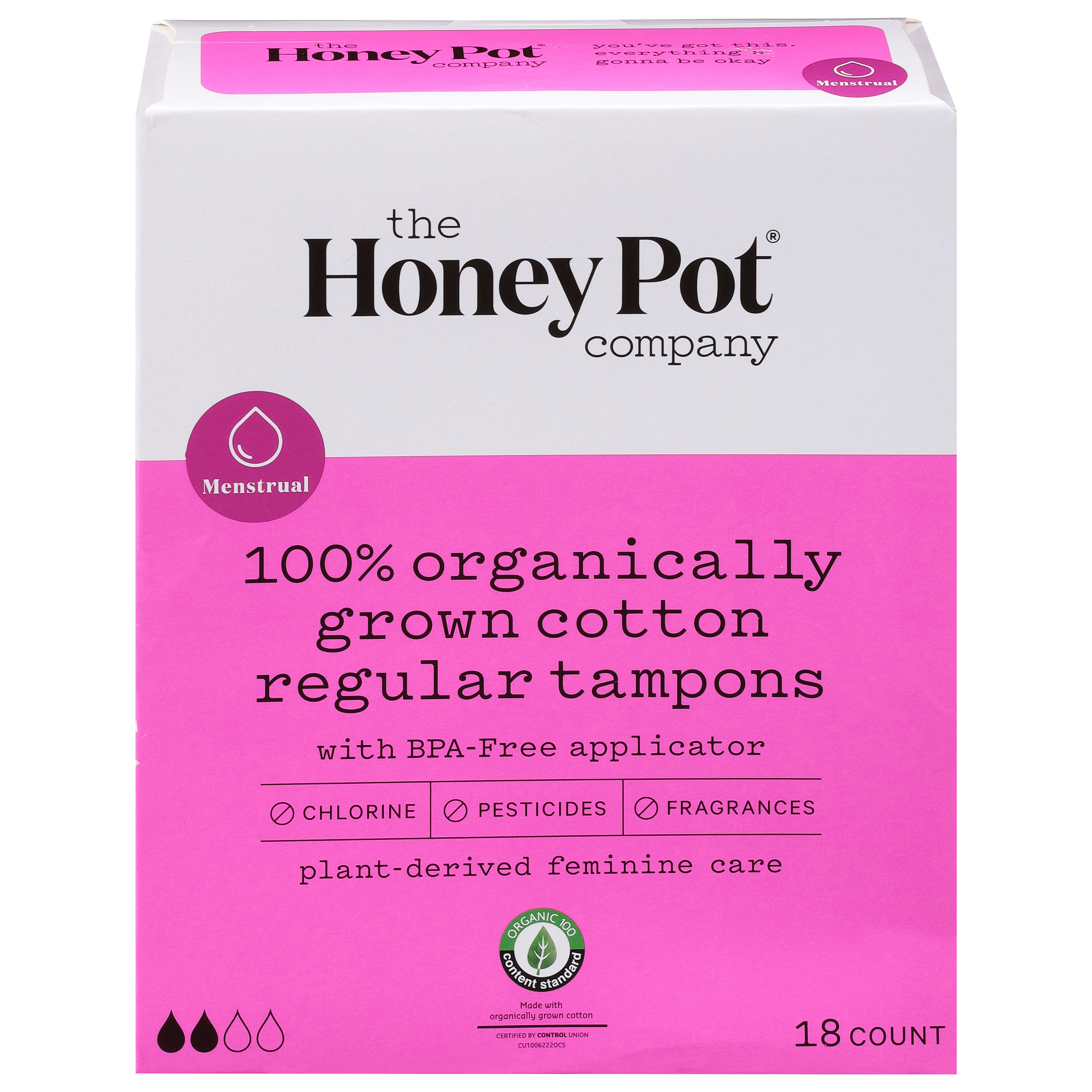 The Honey Pot Company Menstrual Regular 100% Organic Tampons