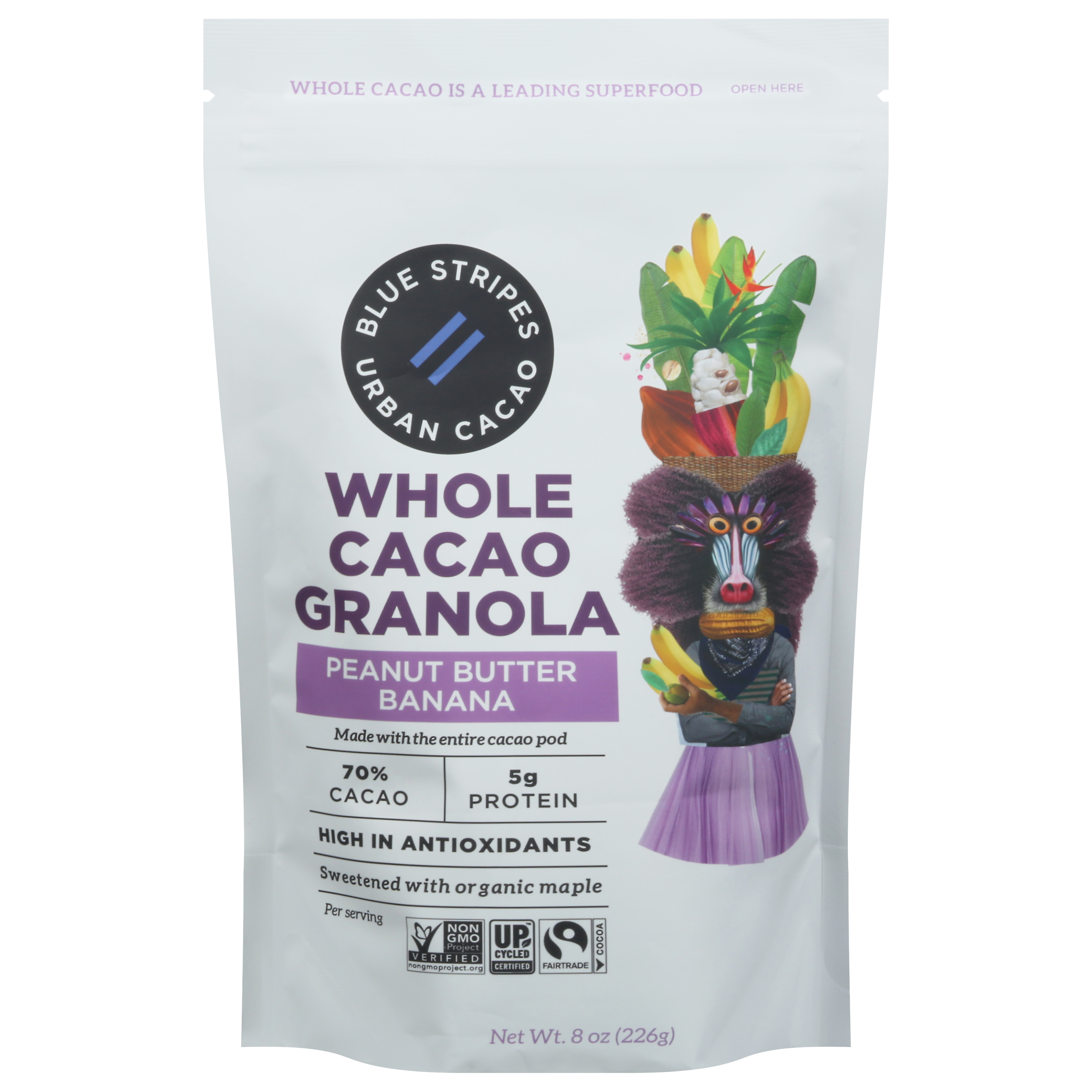 Blue Stripes Whole Cacao Peanut Butter Banana Granola