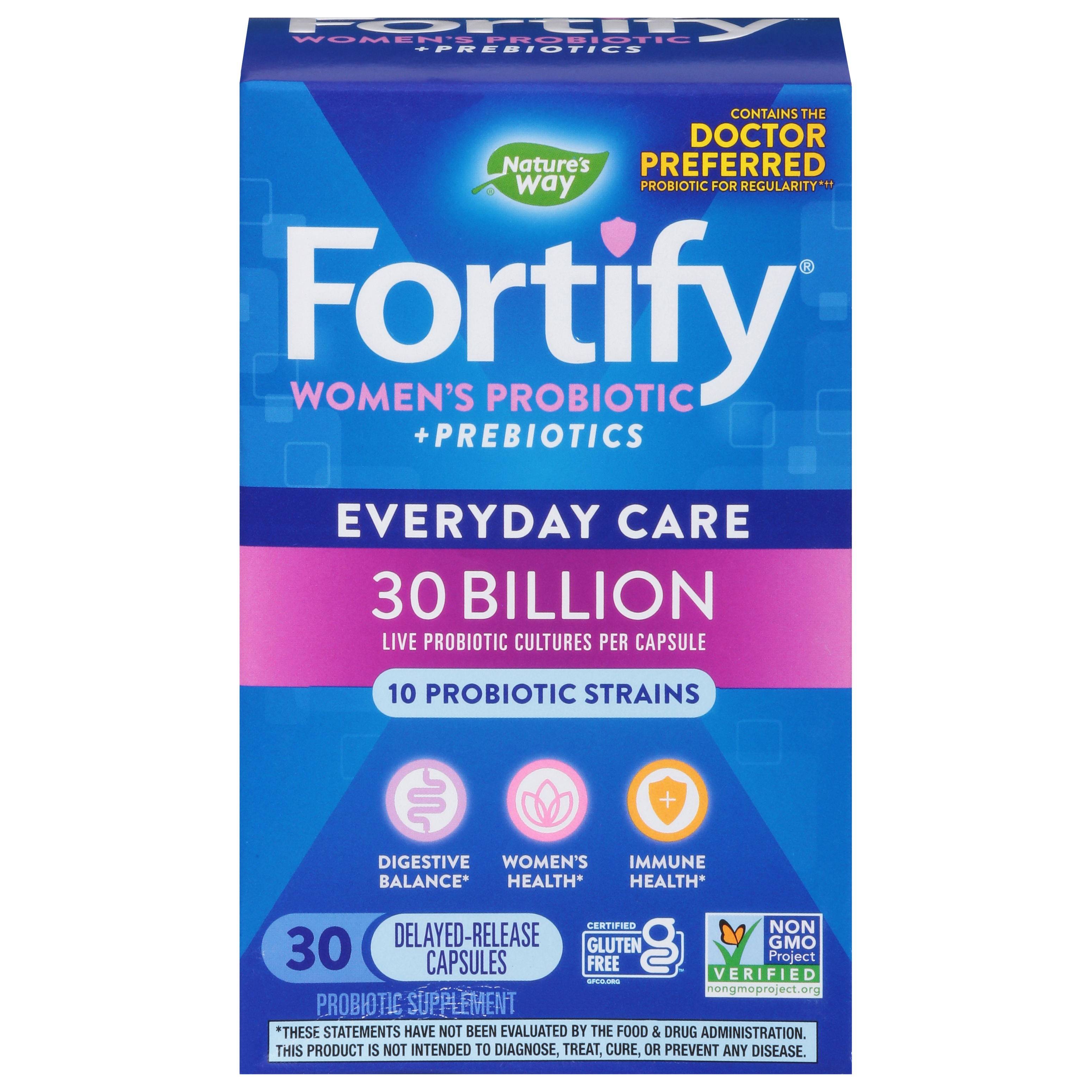 Nature's Way Fortify Everyday Care Women's Probiotic + Prebiotics 30 Delayed-Release Capsules