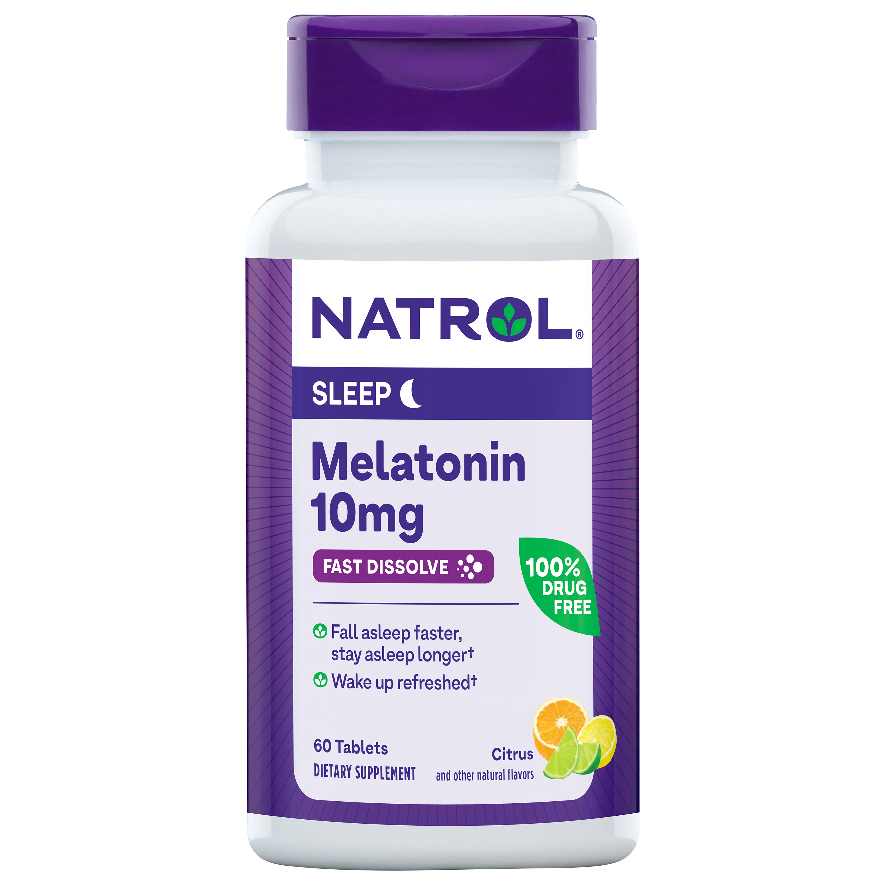 Natrol Melatonin 10mg, Citrus-Flavored Dietary Supplement for Restful Sleep, 60 Fast-Dissolve Tablets, 60 Day Supply