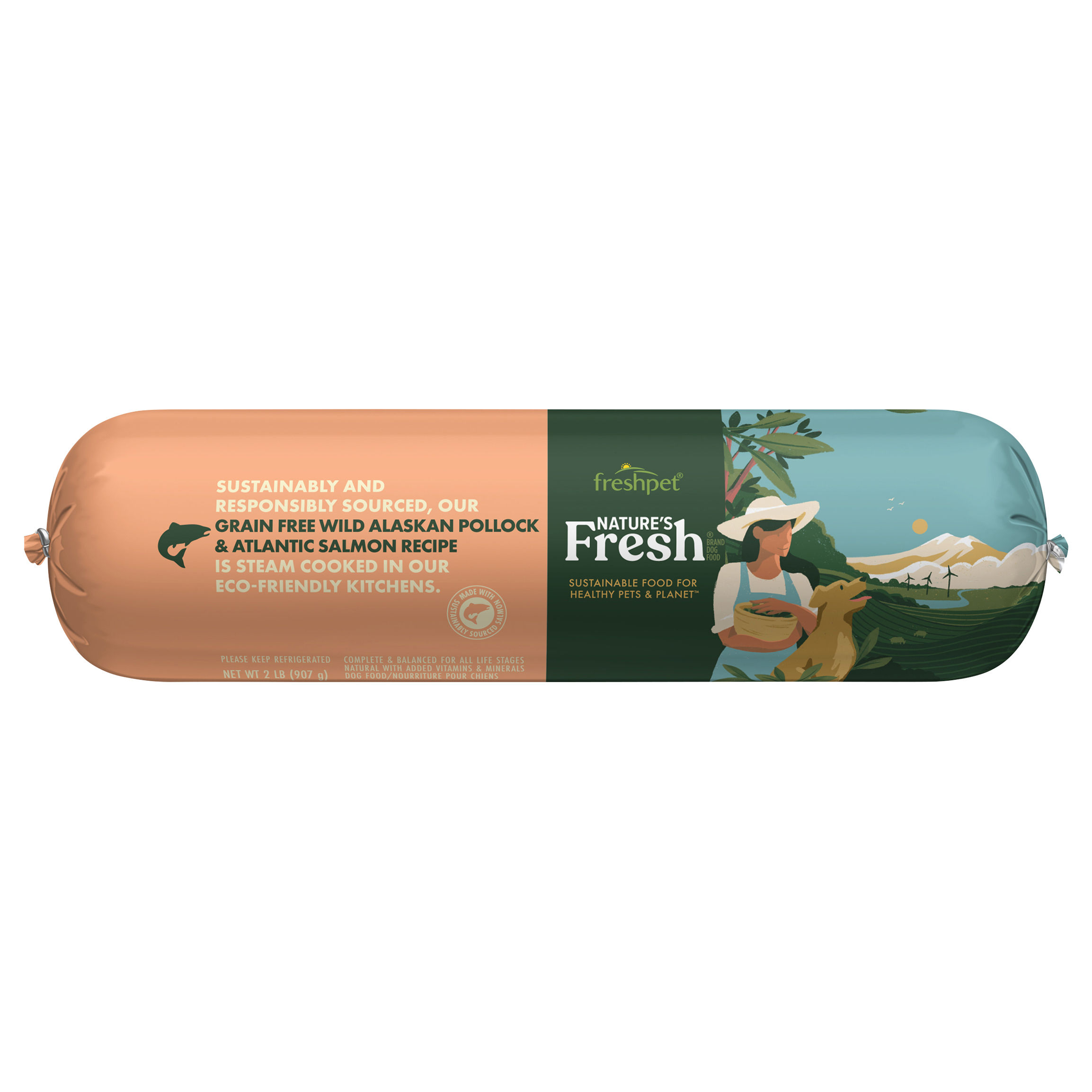 Freshpet Healthy & Natural Dog Food, Fresh Grain Free Wild Alaskan Pollock & Atlantic Salmon Recipe,