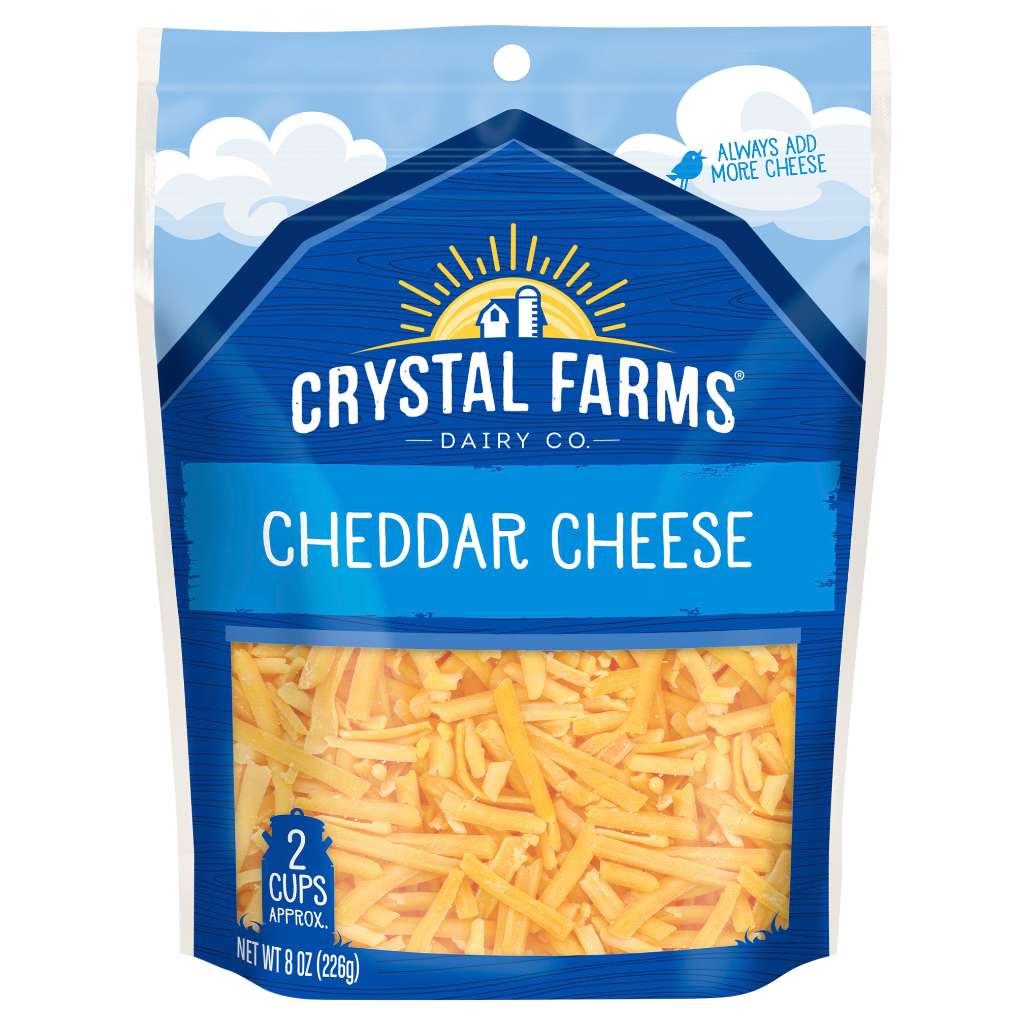 Crystal Farms Shredded Cheddar Cheese, 8 oz. 