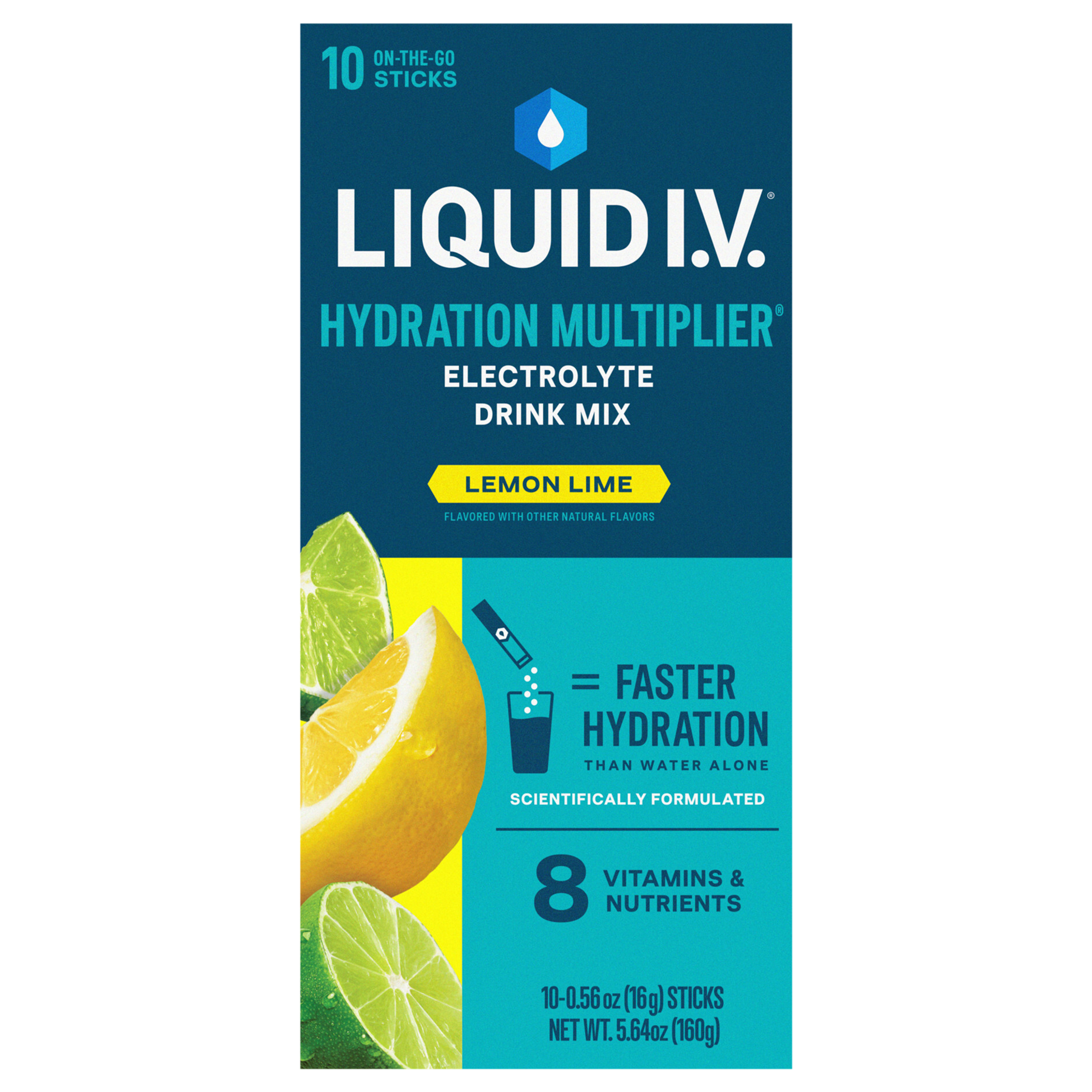Liquid I.V.® Hydration Multiplier® - Lemon Lime - Hydration Powder Packets | Electrolyte Powder Drink Mix | Convenient Single-Serving Sticks | Non-GMO | 10 Sticks