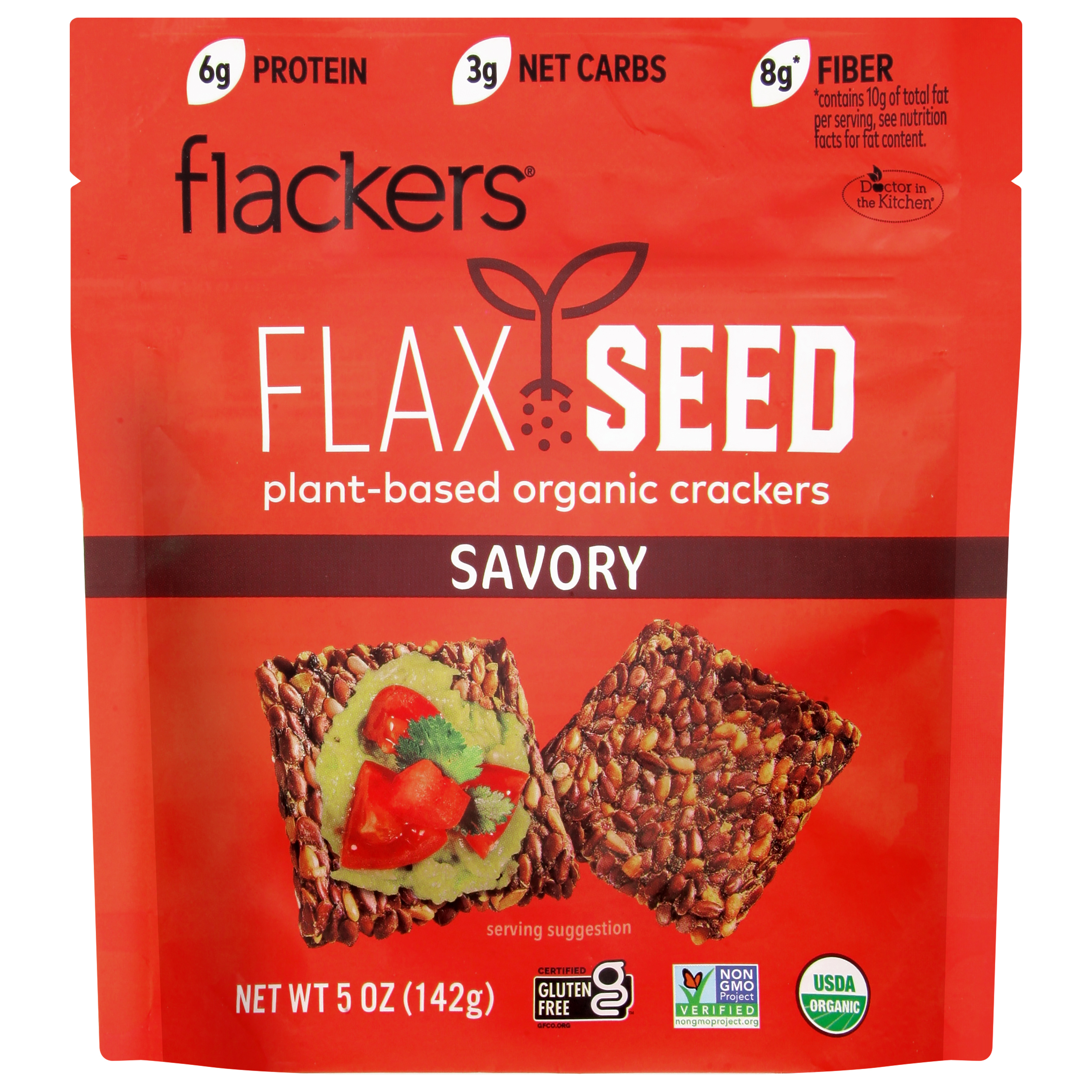 Flackers Organic Plant-Based Flax Seed Savory Crackers