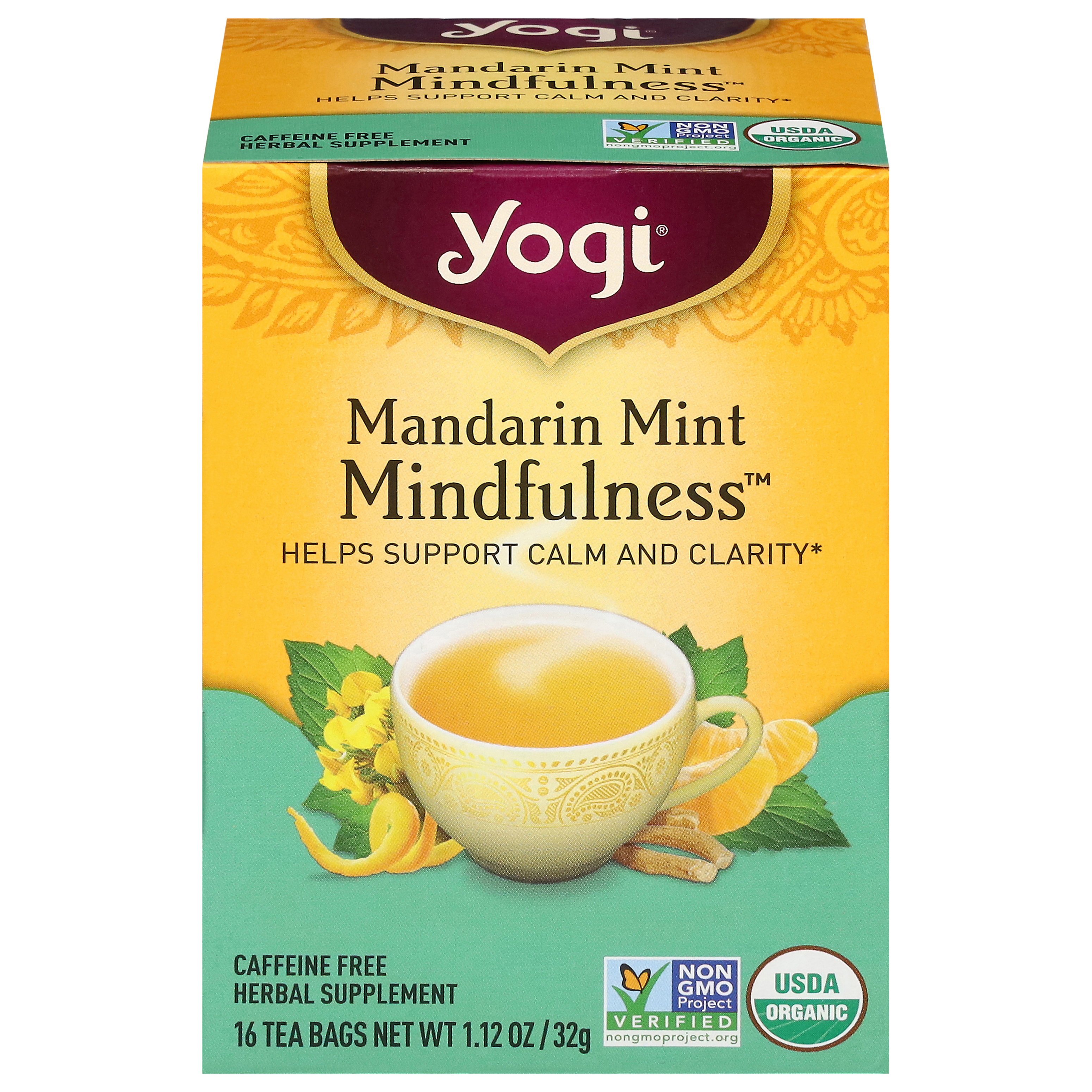 Yogi Mindfulness Mandarin Mint Herbal Tea 16 Tea Bags