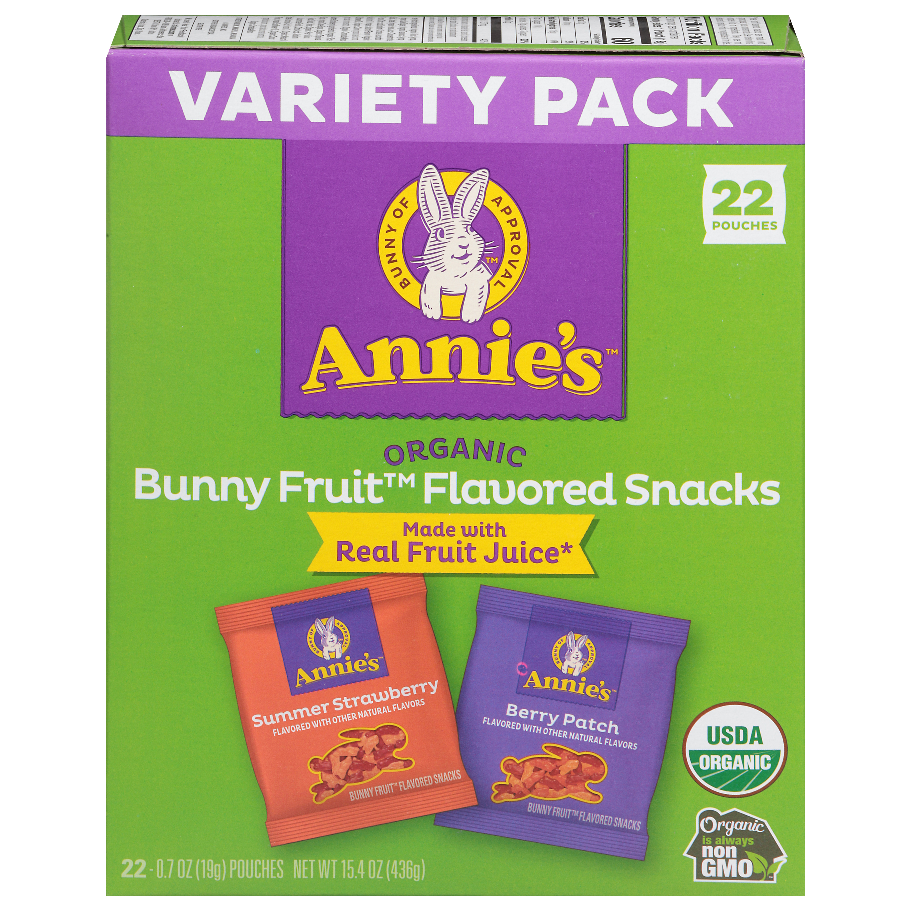 Annie's Organic Summer Strawberry/Berry Patch Bunny Fruit Snacks Variety Pack