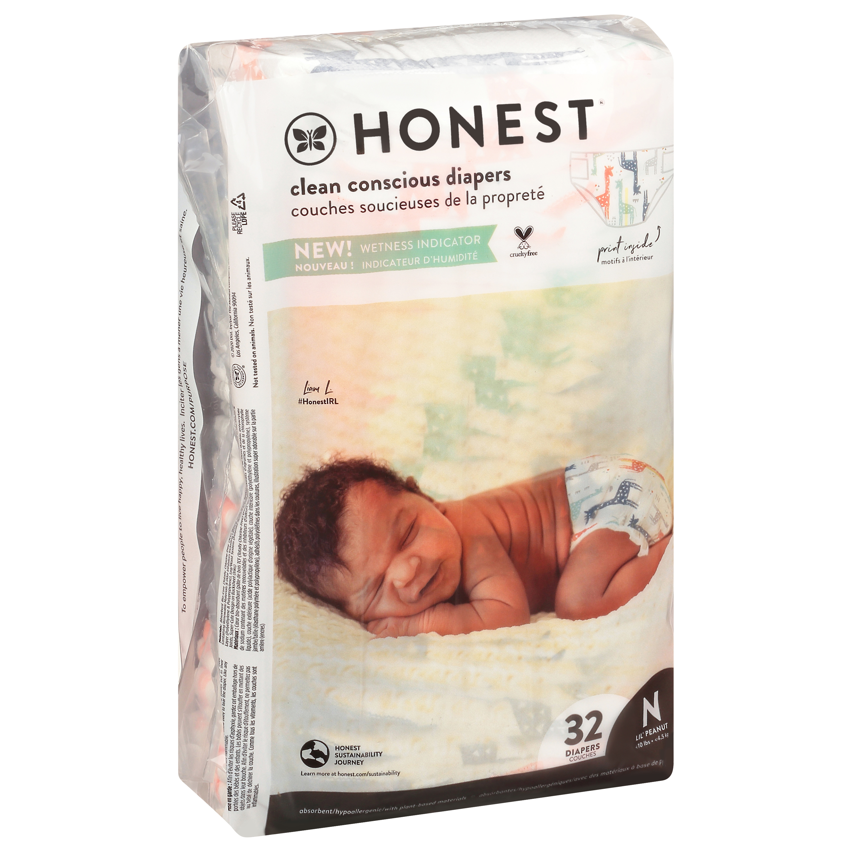Honest Multicolored Giraffes Lil' Peanut Newborn (Less than 10 lbs) Diapers