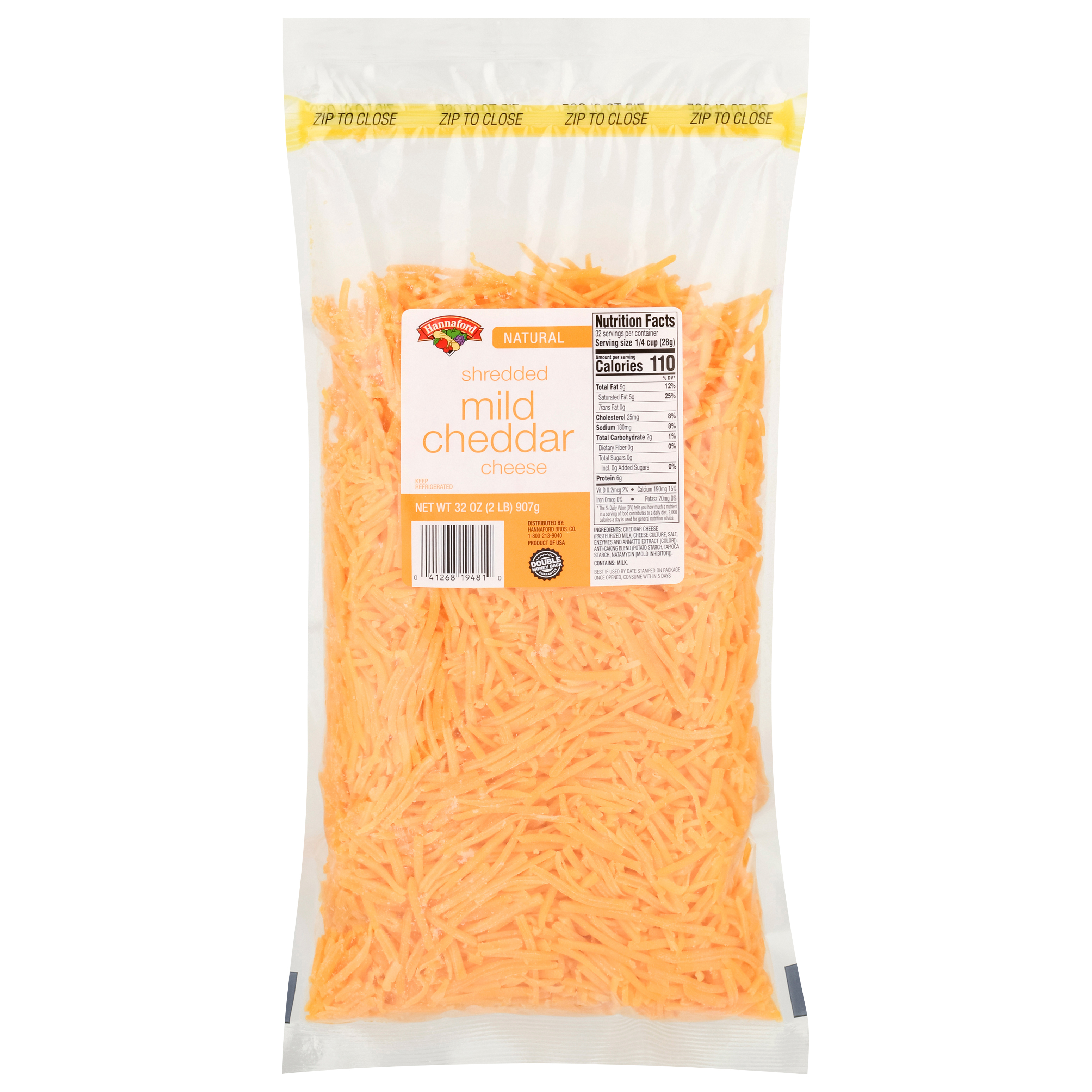 Hannaford Natural Mild Cheddar Shredded Cheese 32 oz