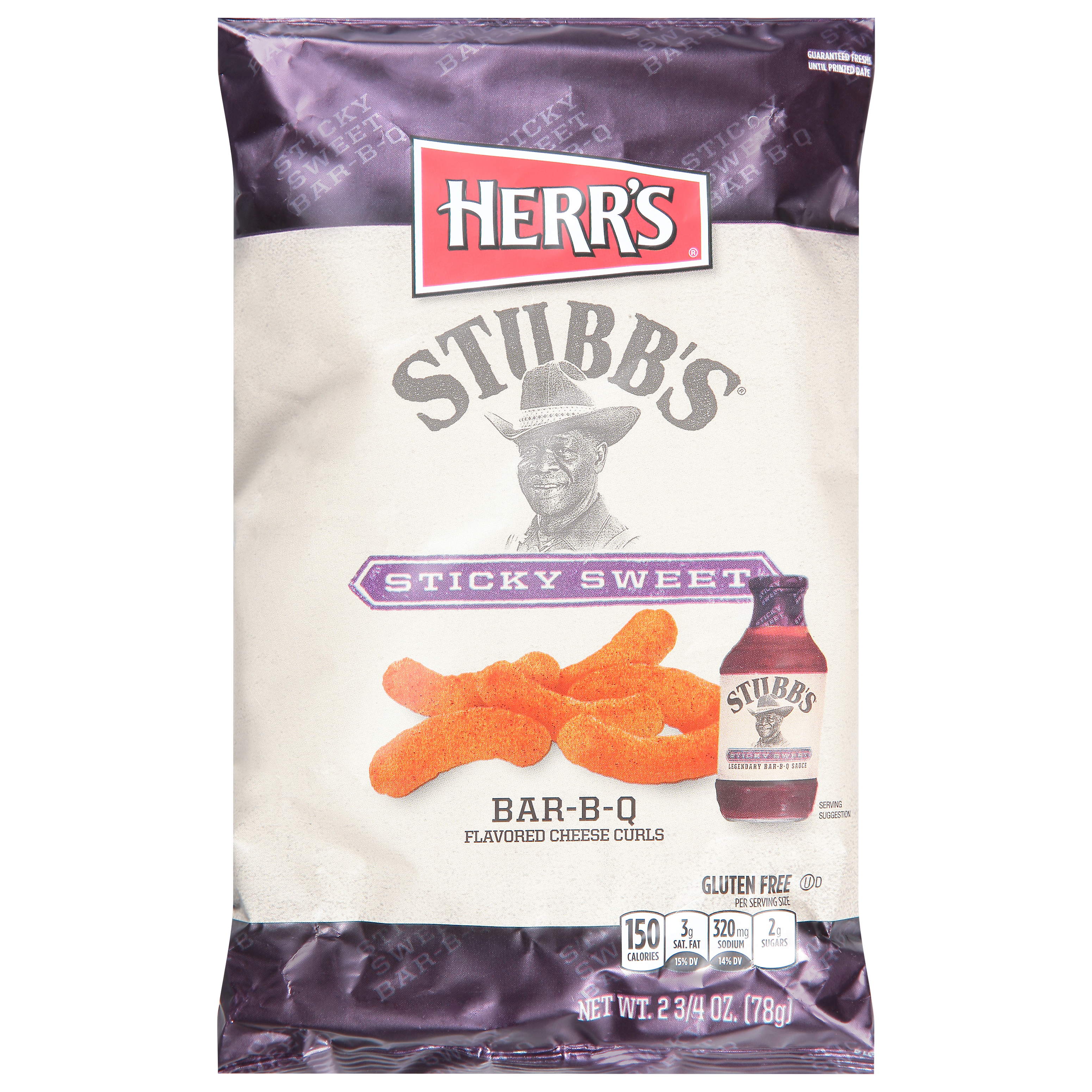 Herr's Stubb's Sticky Sweet Bar-B-Q Flavored Cheese Curls 2.75 oz