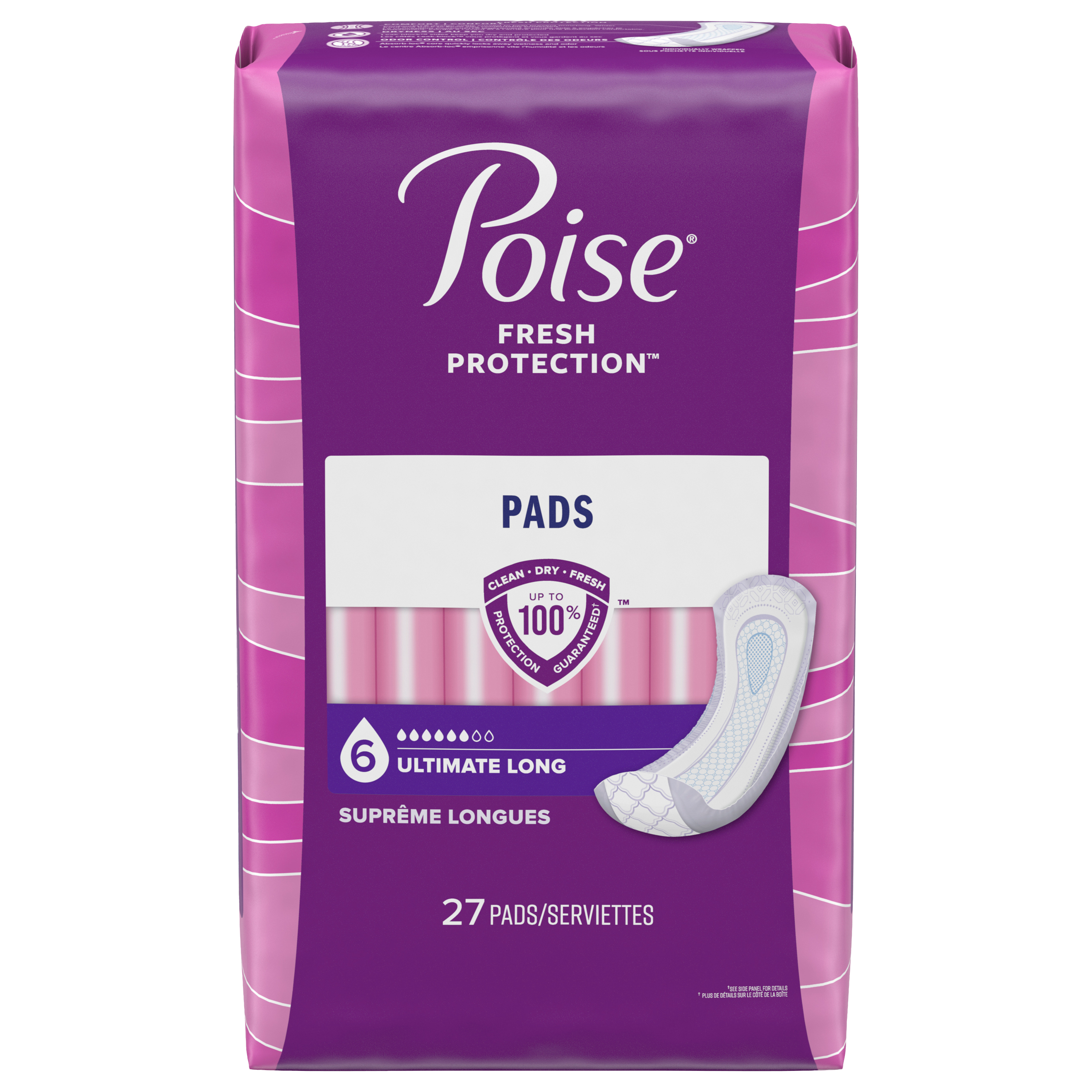 Poise Ultimate Absorbency Long Incontinence Pads 27 Count 27 ct