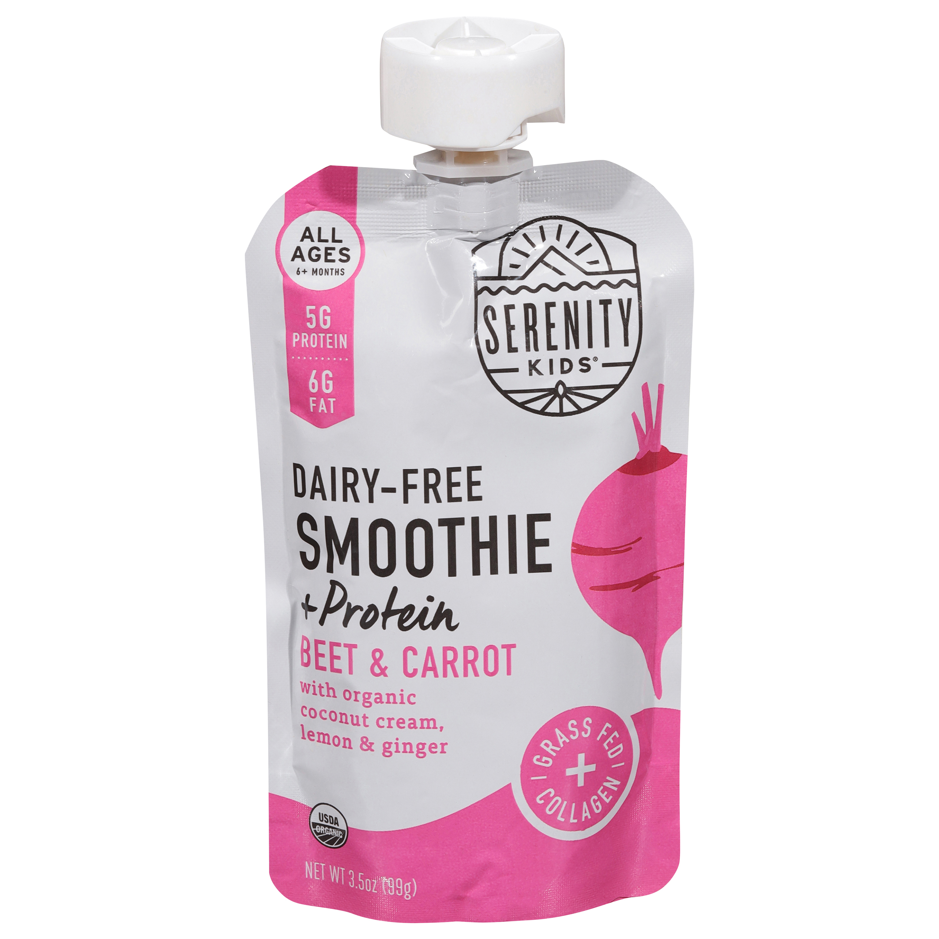 Serenity Kids Dairy Free Smoothies, Beet & Carrot Pouch,