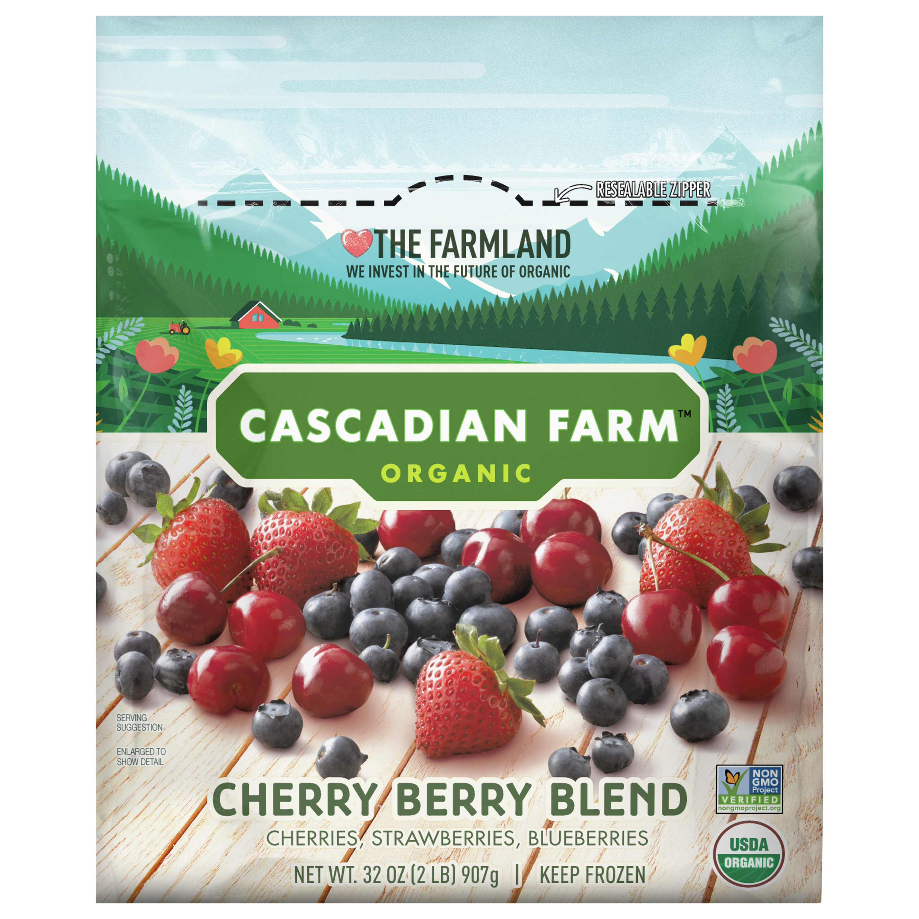 Cascadian Farm Organic Cherry Berry Blend, Premium Frozen Fruit, Non-GMO,