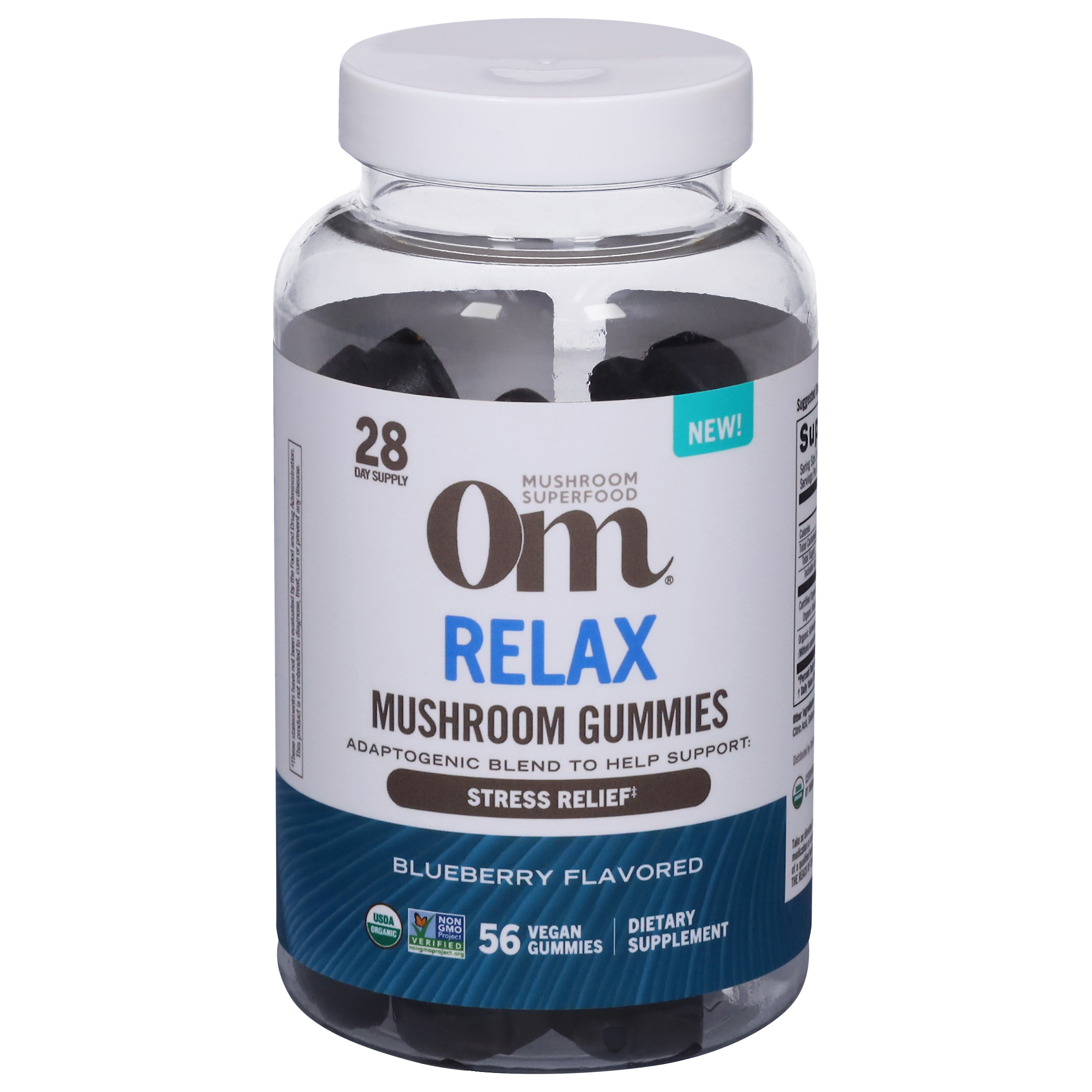 Om Mushroom Blueberry Flavored Relax 56 Vegan Gummies