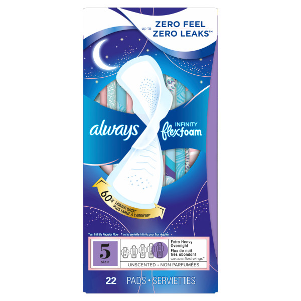 Always Infinity Always Infinity Pads, Size 5, Extra Heavy Overnight, with Wings, 22 CT, 22 Each