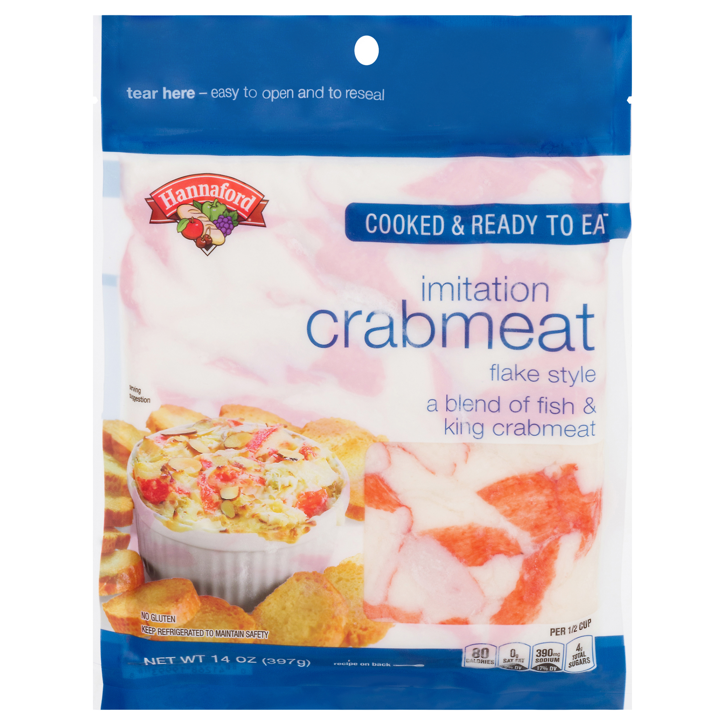 Hannaford Flake Style Imitation Crabmeat 14 oz Bag