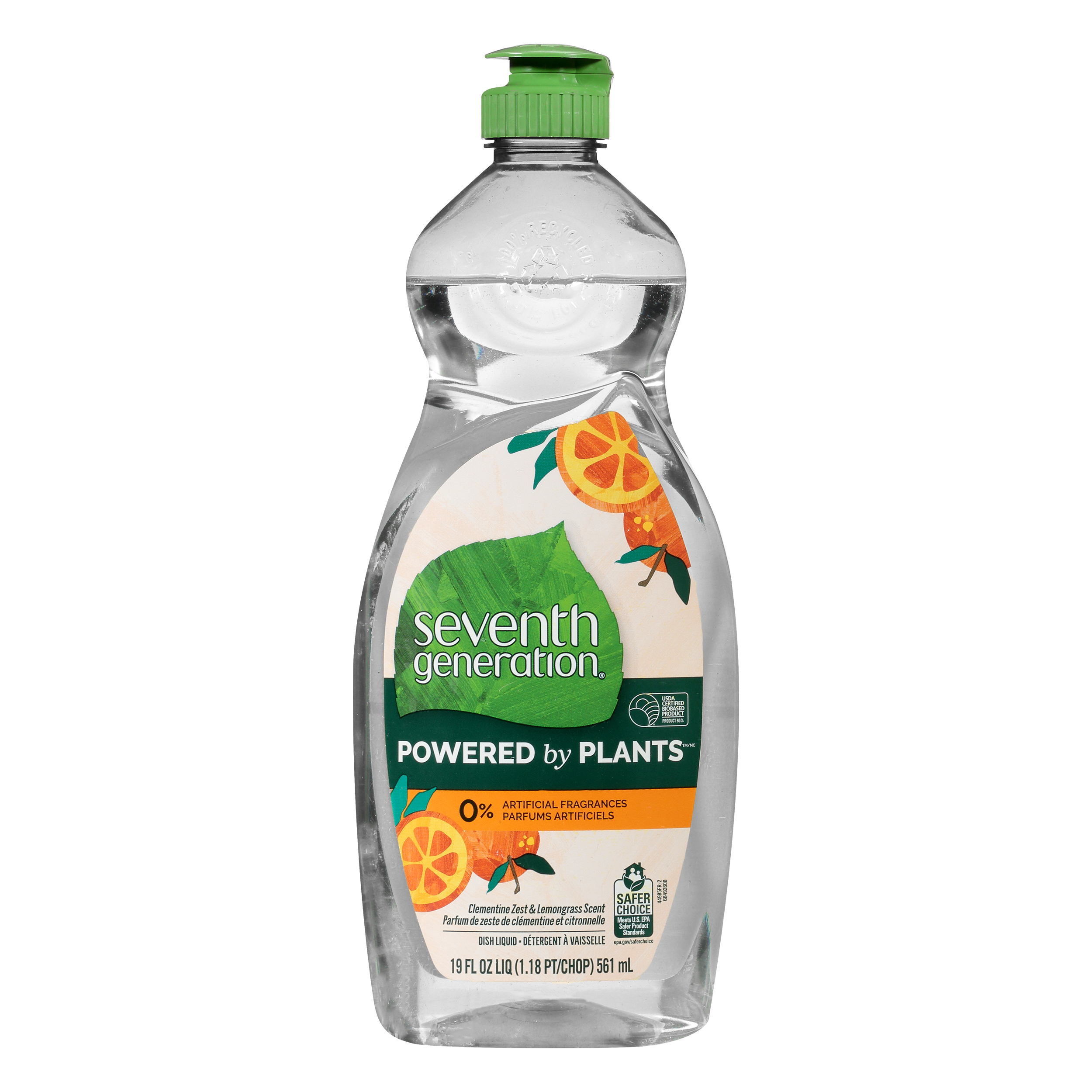 Seventh Generation Powered by Plants Clementine Zest & Lemongrass Scent Dish Liquid