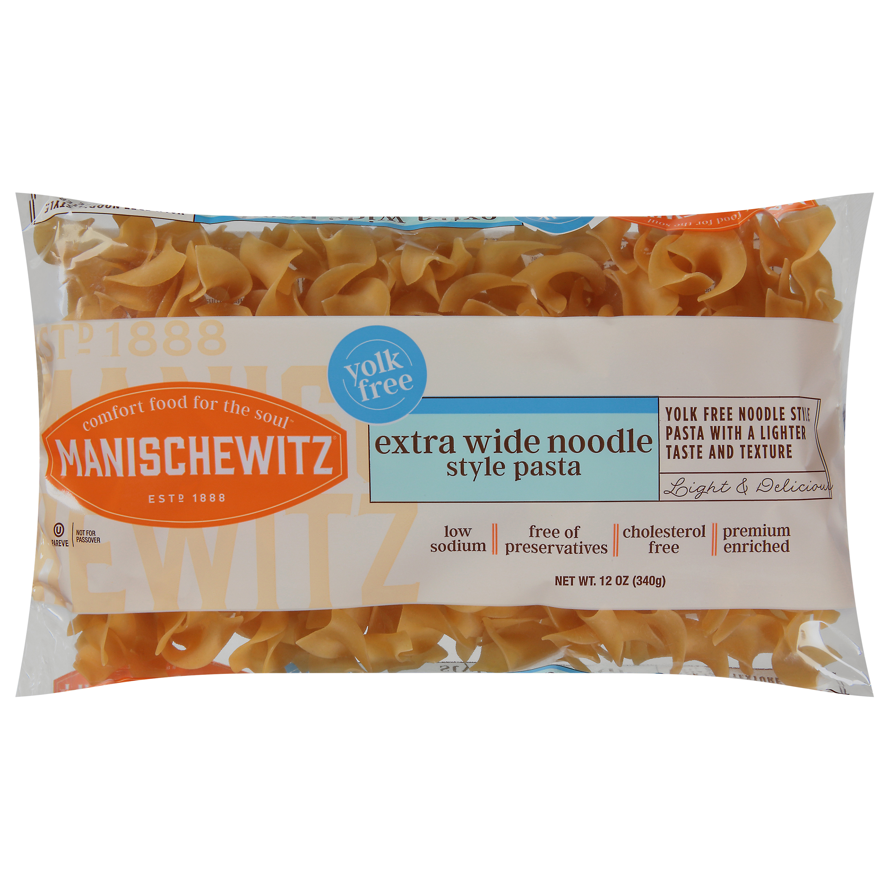 Manischewitz Yolk Free Extra Wide Noodle Style Pasta