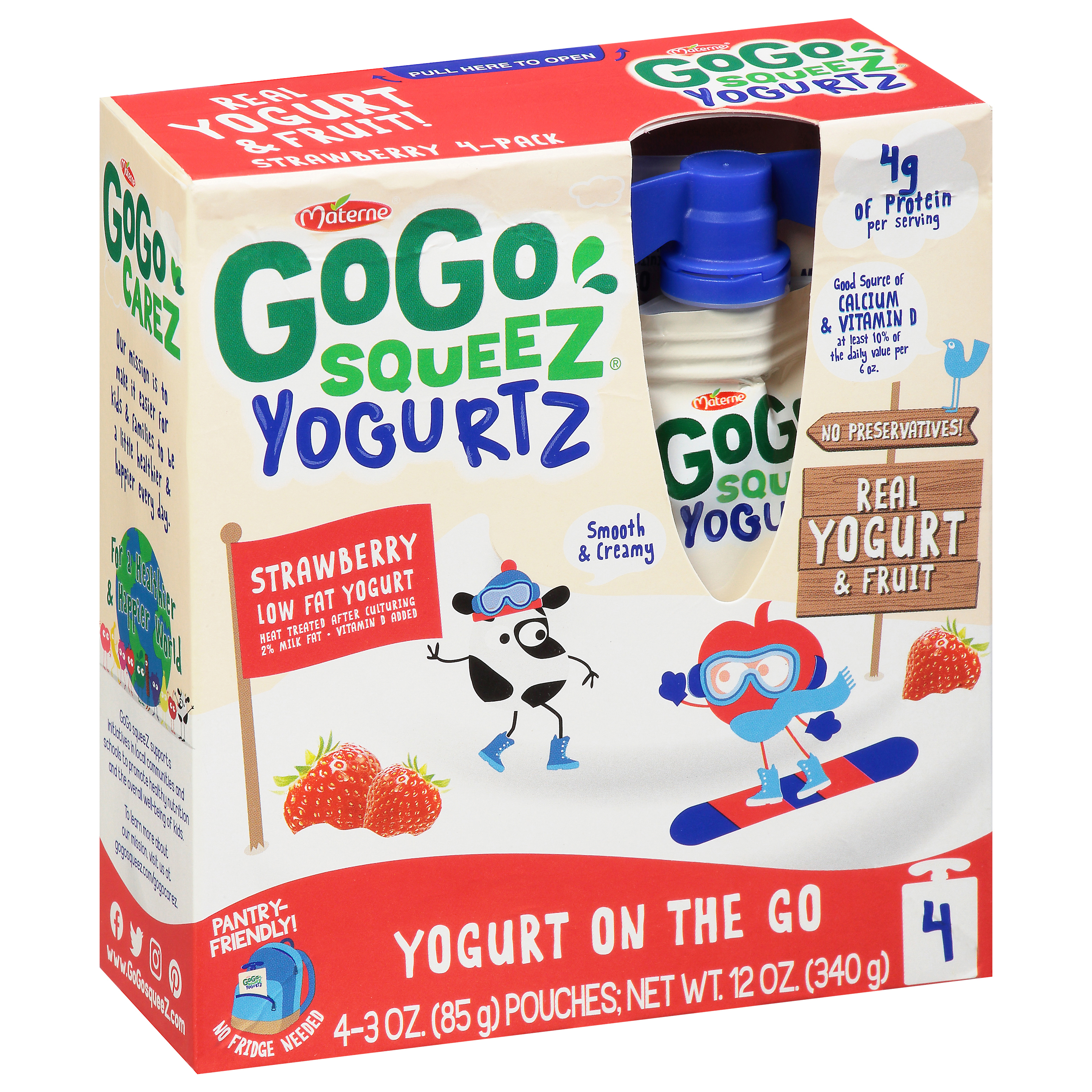 GoGo Squeez 4 Pack Strawberry Yogurt On the Go