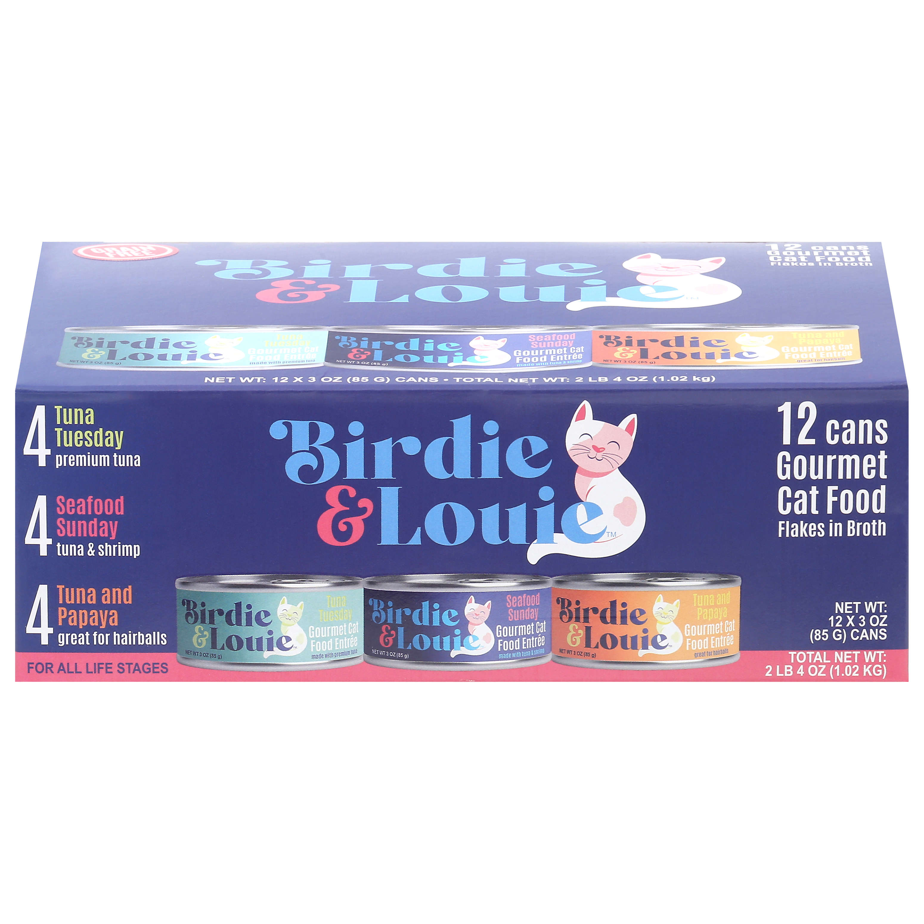 Birdie & Louie Flakes in Broth Gourmet Assorted Cat Food