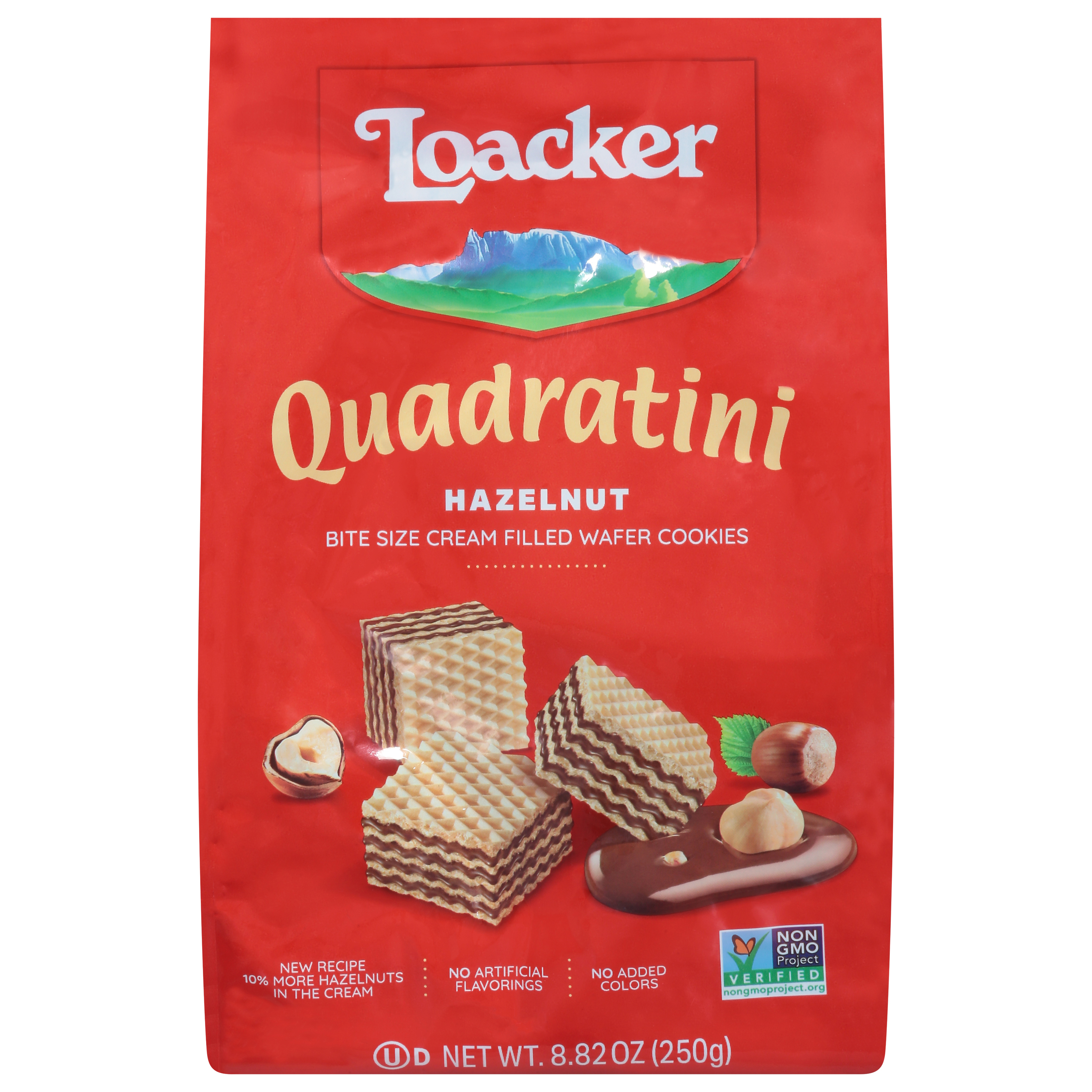 Loacker Quadratini Hazelnut Wafer Cookies Bite Size