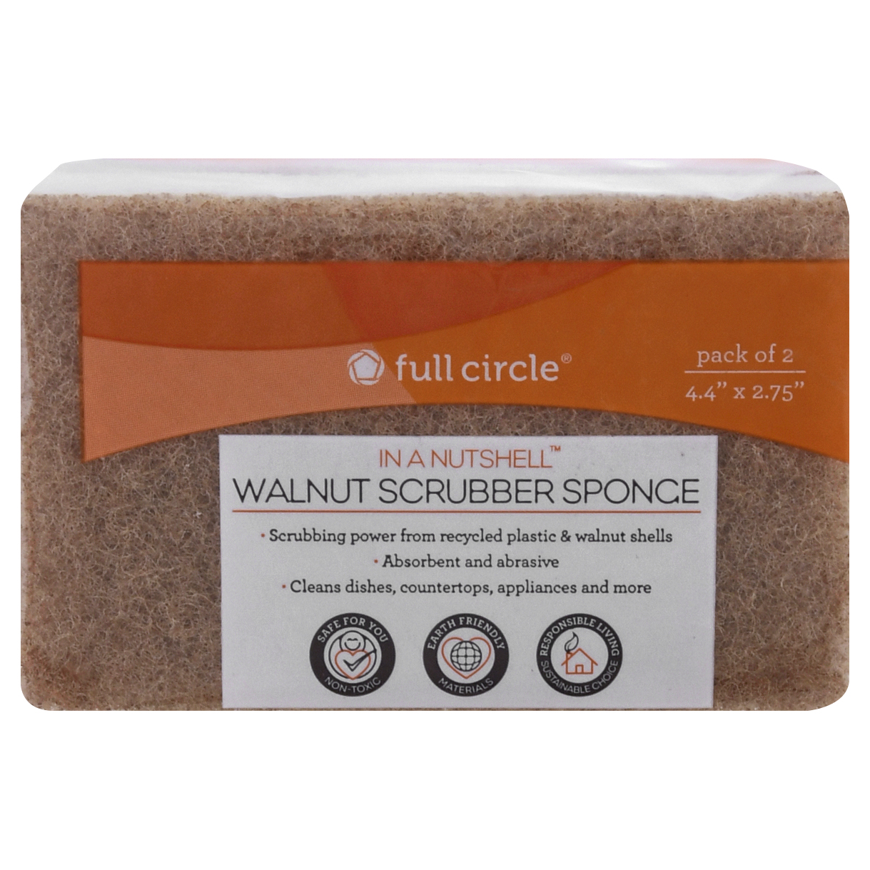 Full Circle In a Nutshell Walnut Scrubber Sponge