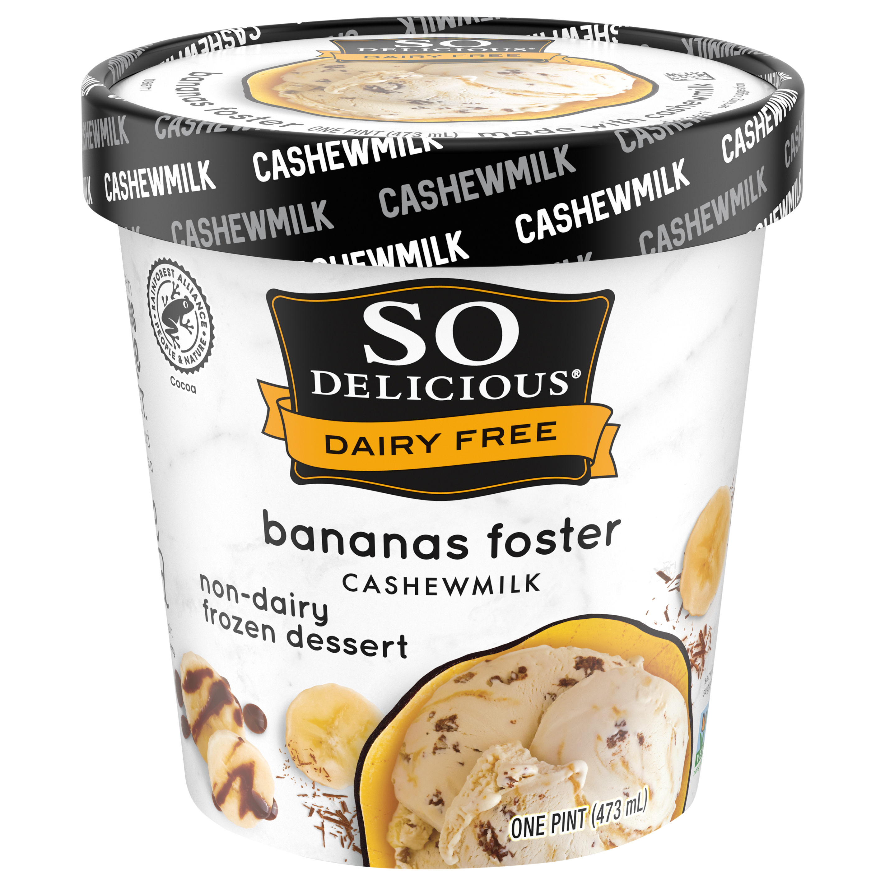 So Delicious Dairy Free Chocolate Drizzled Banana Fosters Cashew Milk Frozen Dessert, 1 Pint