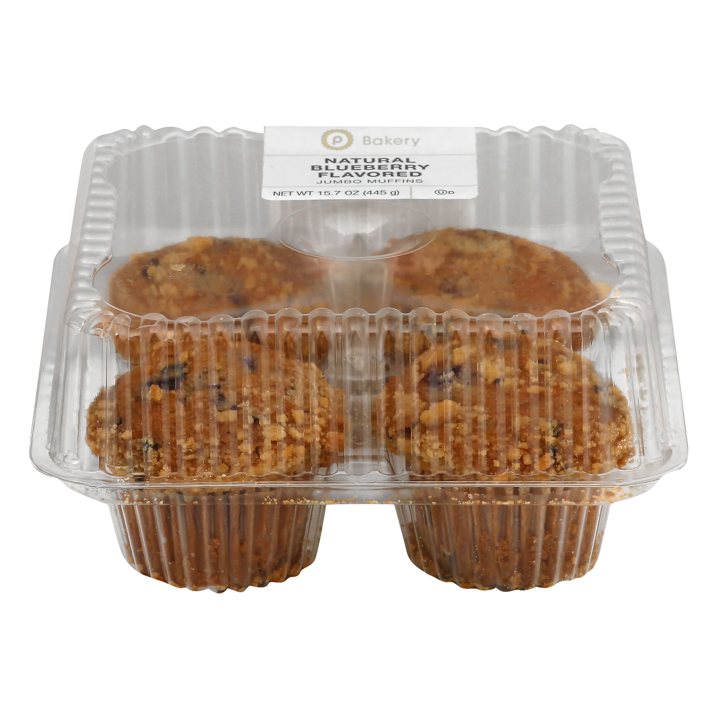 Publix Bakery Jumbo Natural Blueberry Muffins 15.7 oz CLAM SHELL