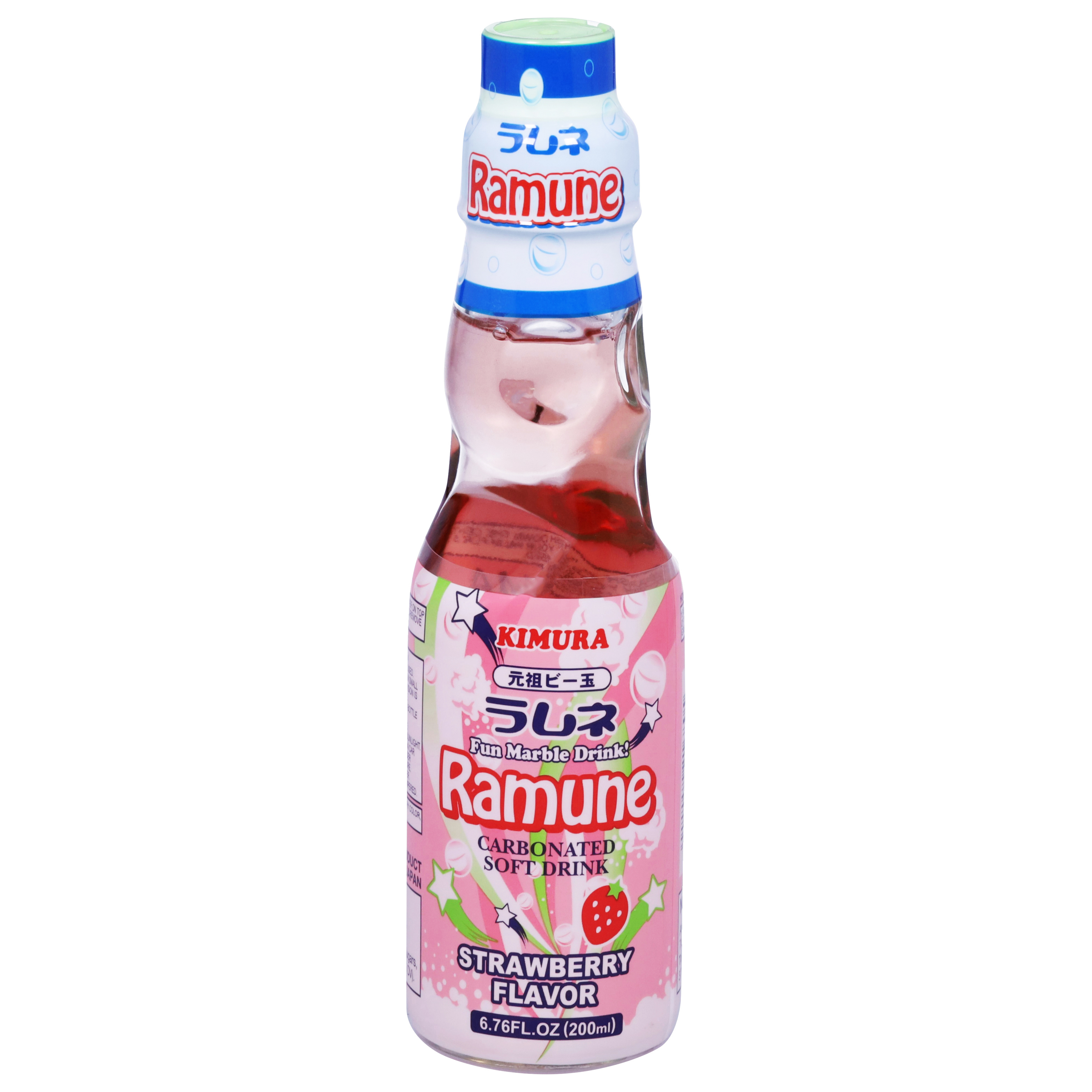 Kimura Carbonated Ramune Strawberry Flavor Soft Drink